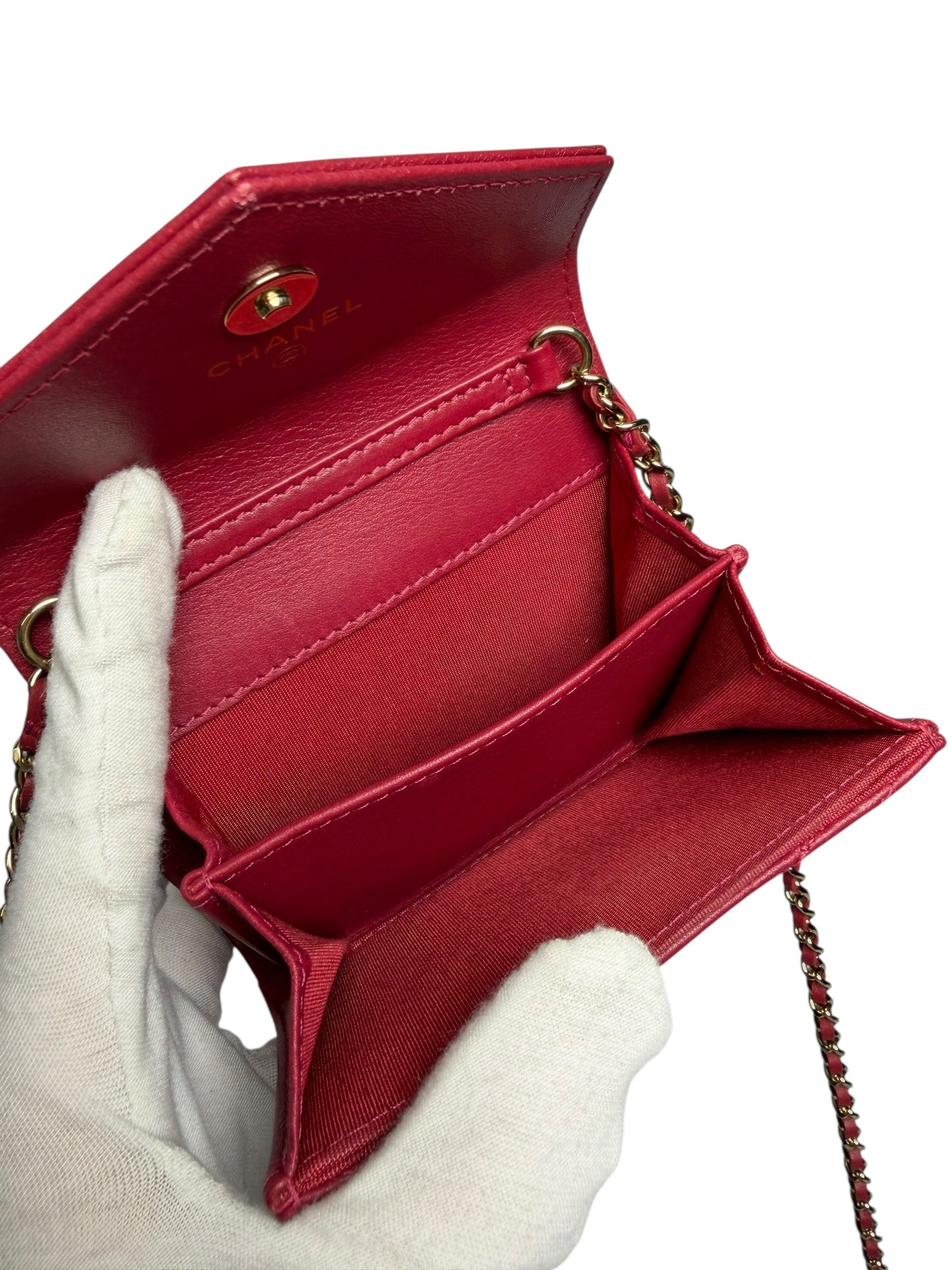 Chanel red chevron micro woc