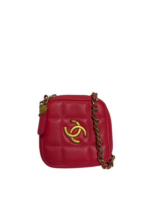 Chanel pink micro diamond clutch crossbody ghw