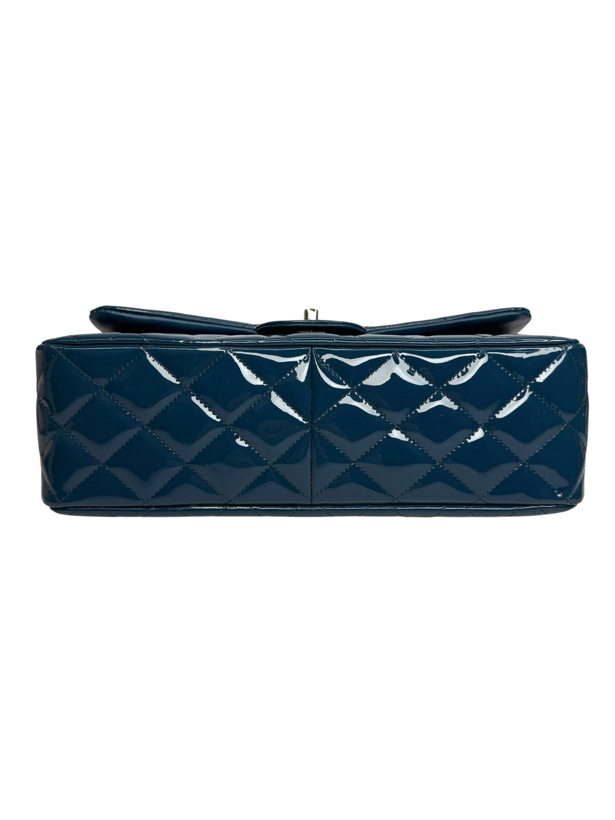 Chanel Patent Blue Jumbo Double Flap SHW T9291