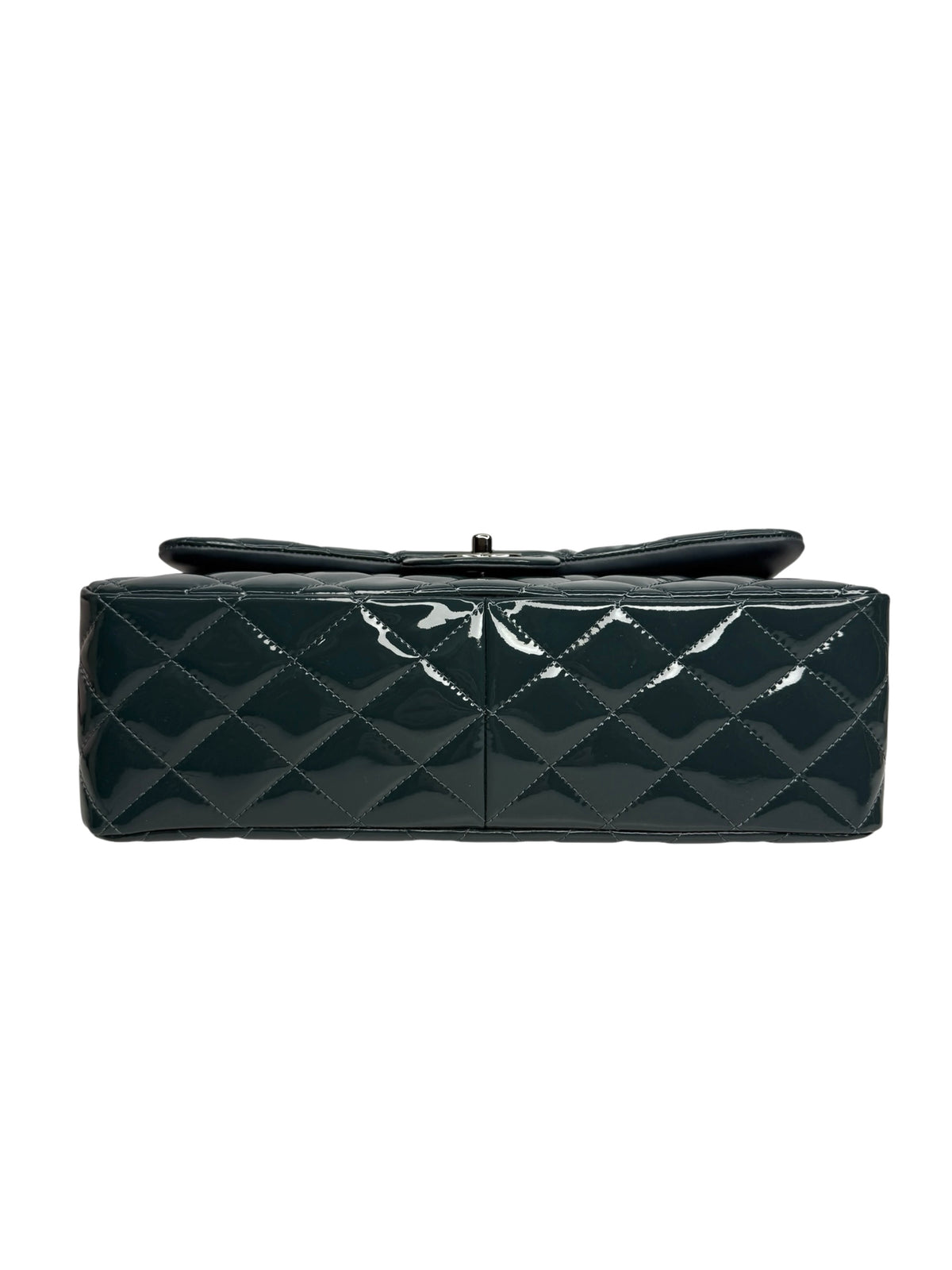 Chanel Dusty Blue Patent Jumbo Double Flap SHW T9290