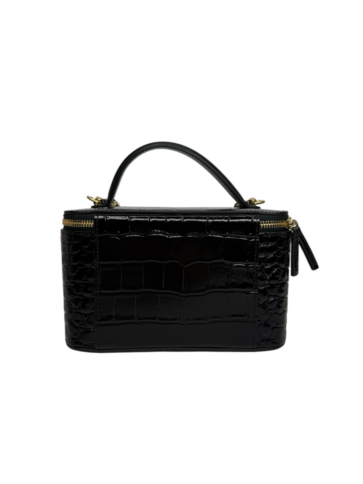 Chanel Black Crocodile Embossed Top Handle Vanity T9344