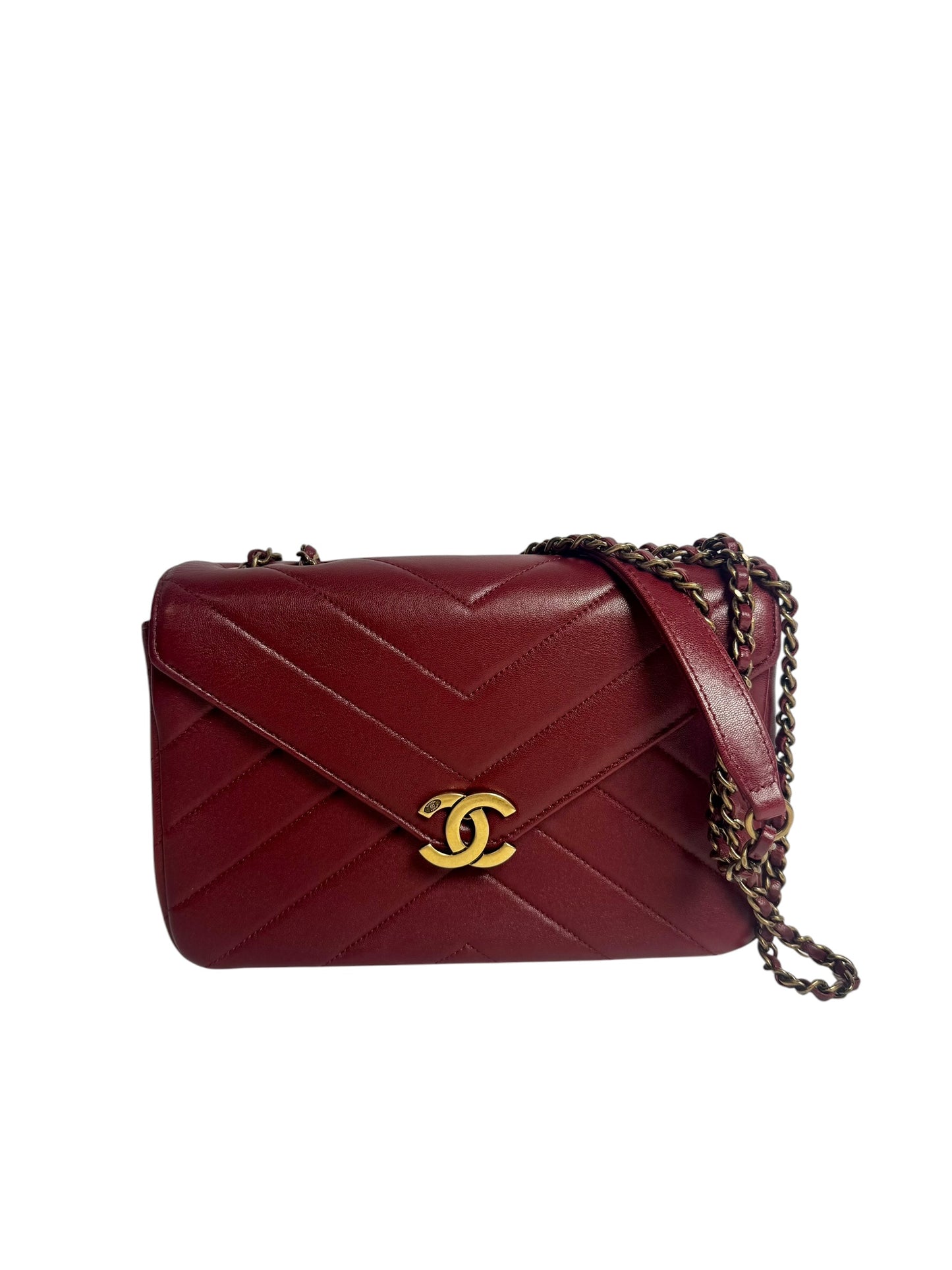 Chanel Deep Red Envelope Flap AGHW T7971
