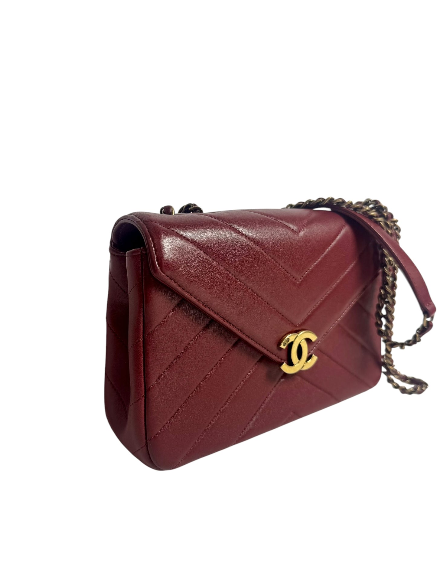 Chanel Deep Red Envelope Flap AGHW T7971