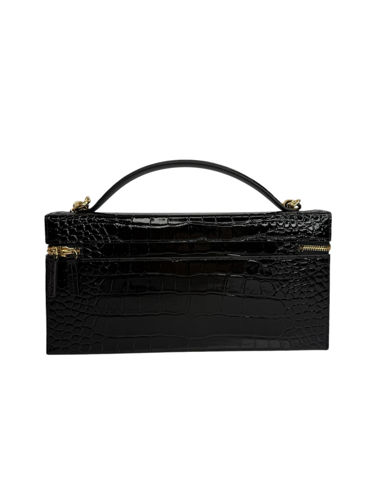 Chanel Black Crocodile Embossed Long Slim Vanity T9345