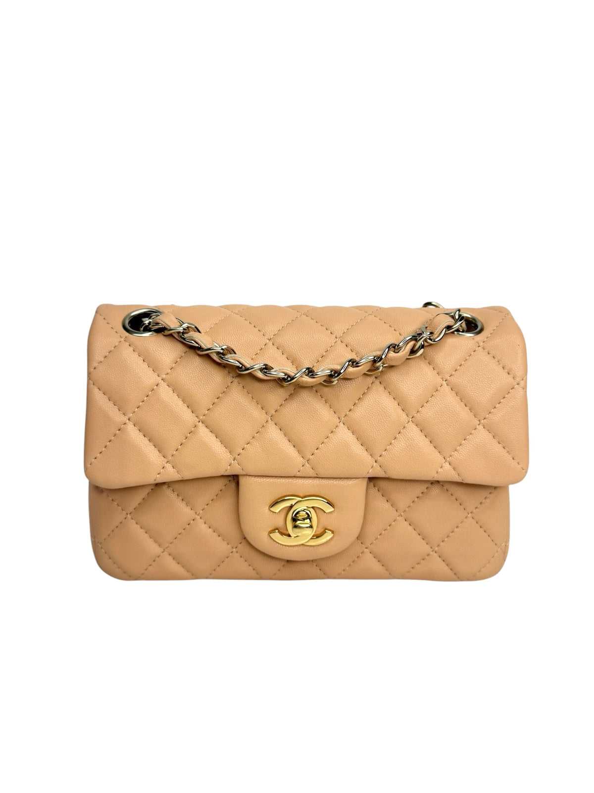 Chanel Mini Tan Lambskin Classic Flap T9284