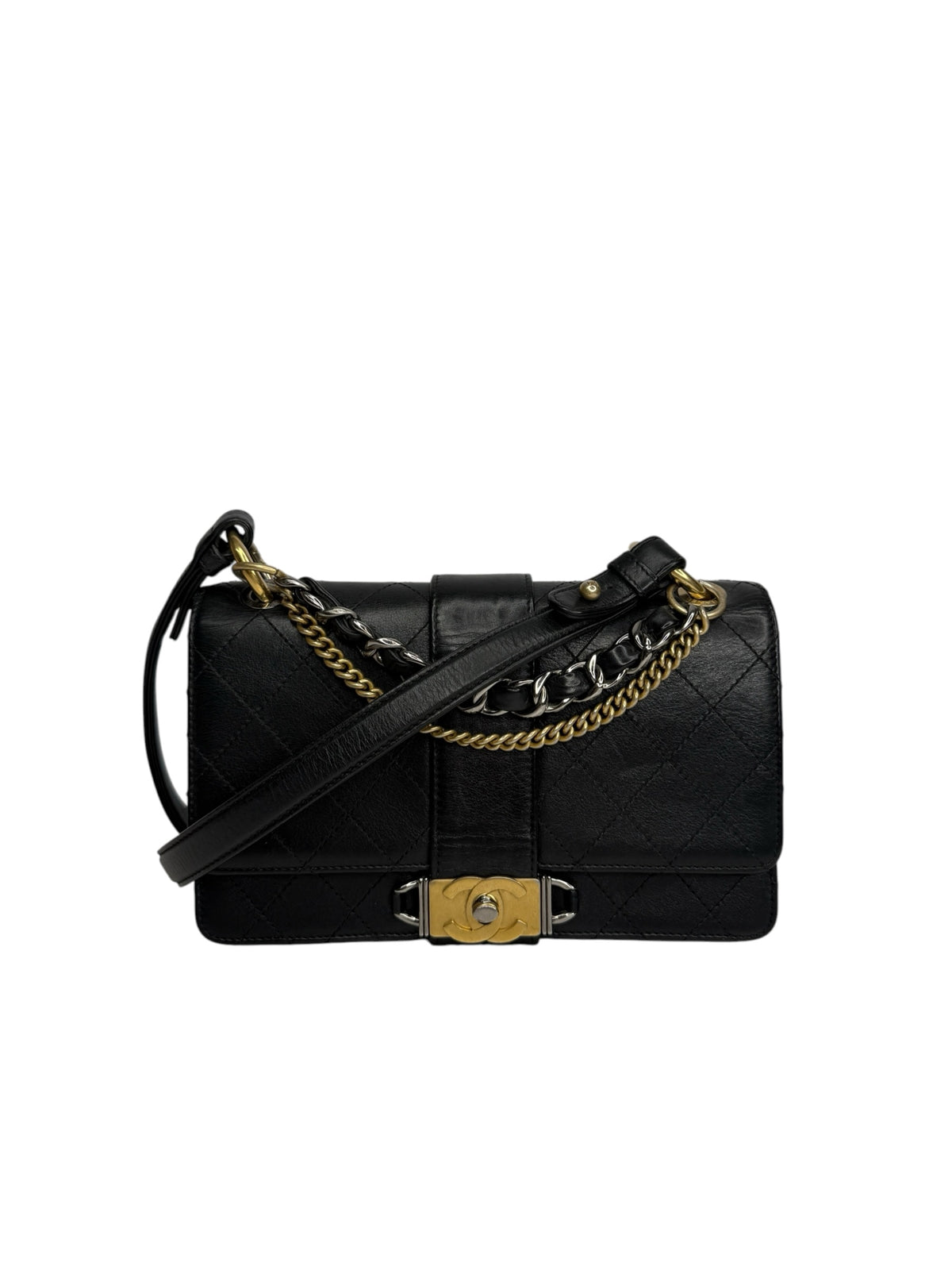 Chanel Black Calfskin Multi-Chain Flap Bag T9285