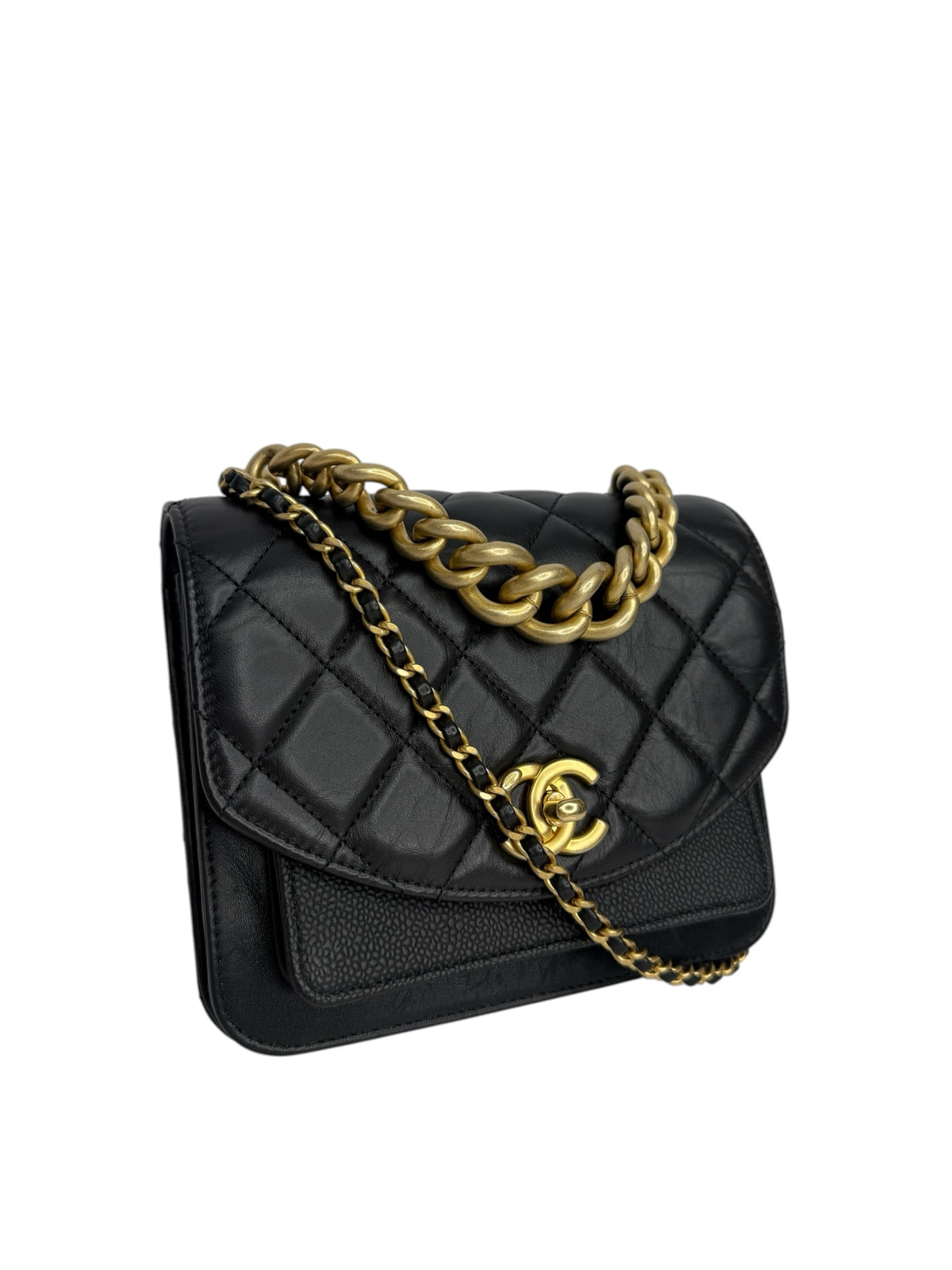 Chanel Black Top Handle Chain Flap T9292