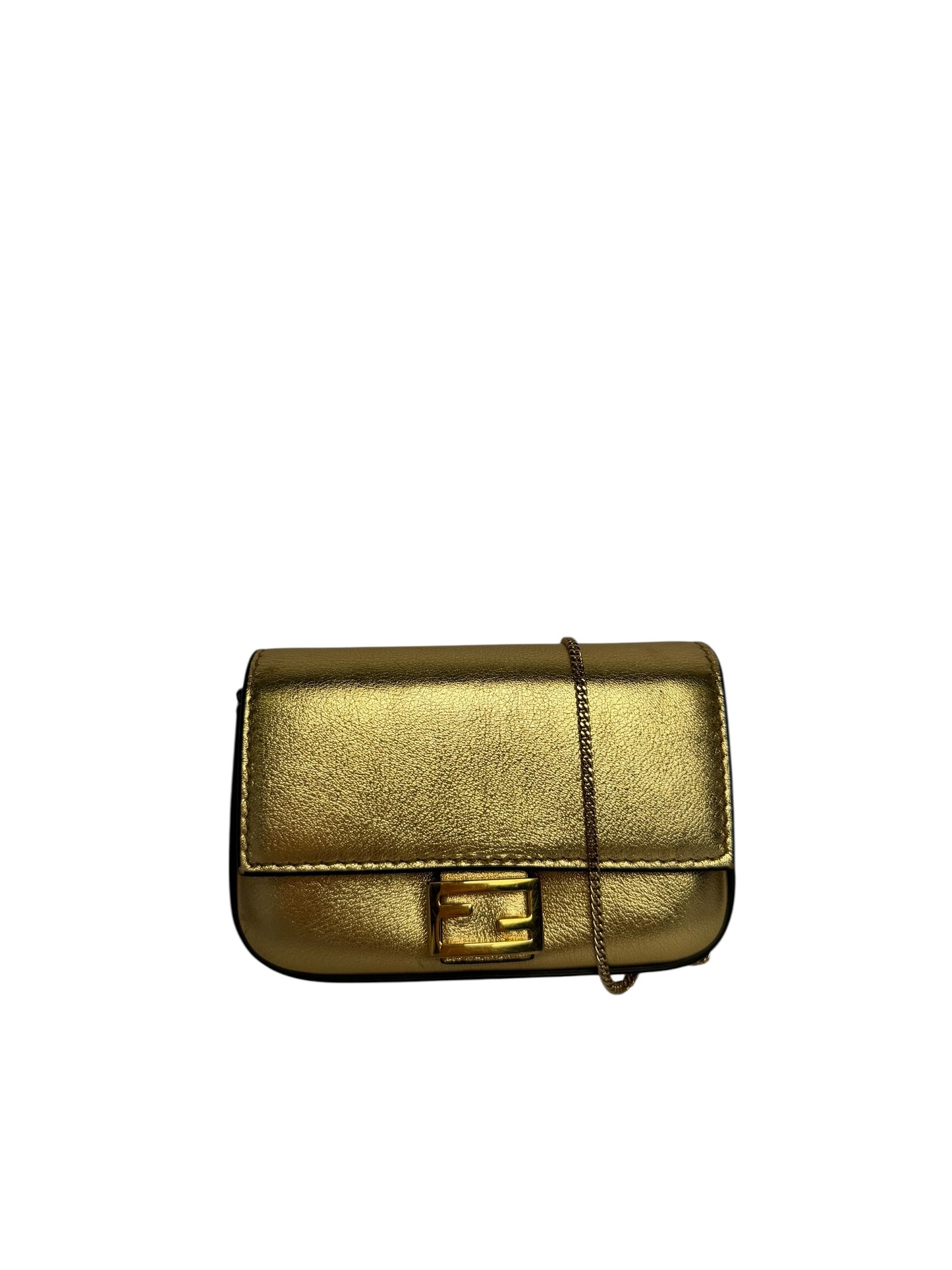 Fendi gold micro baguette