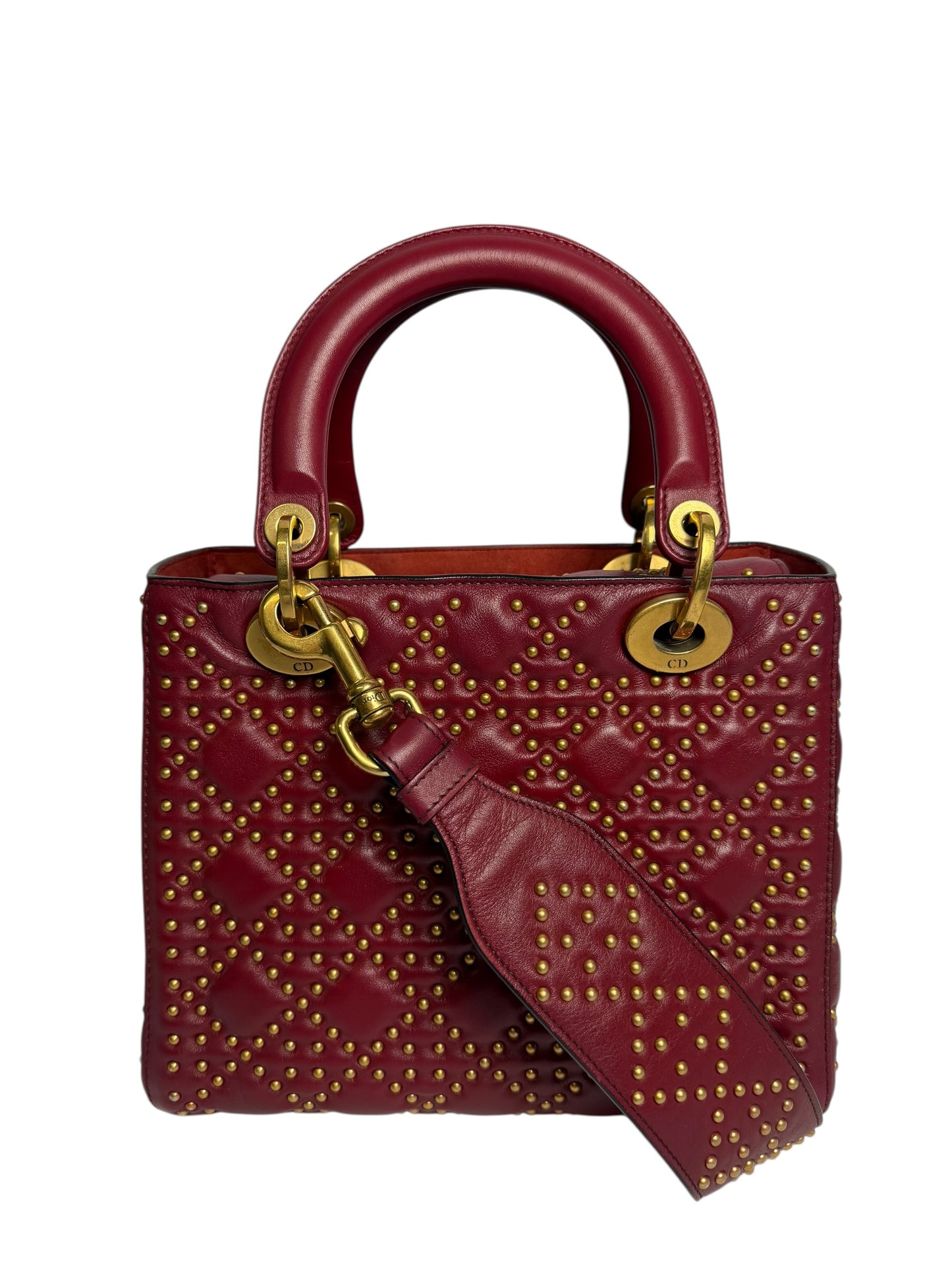 Dior studded lady dior red ghw