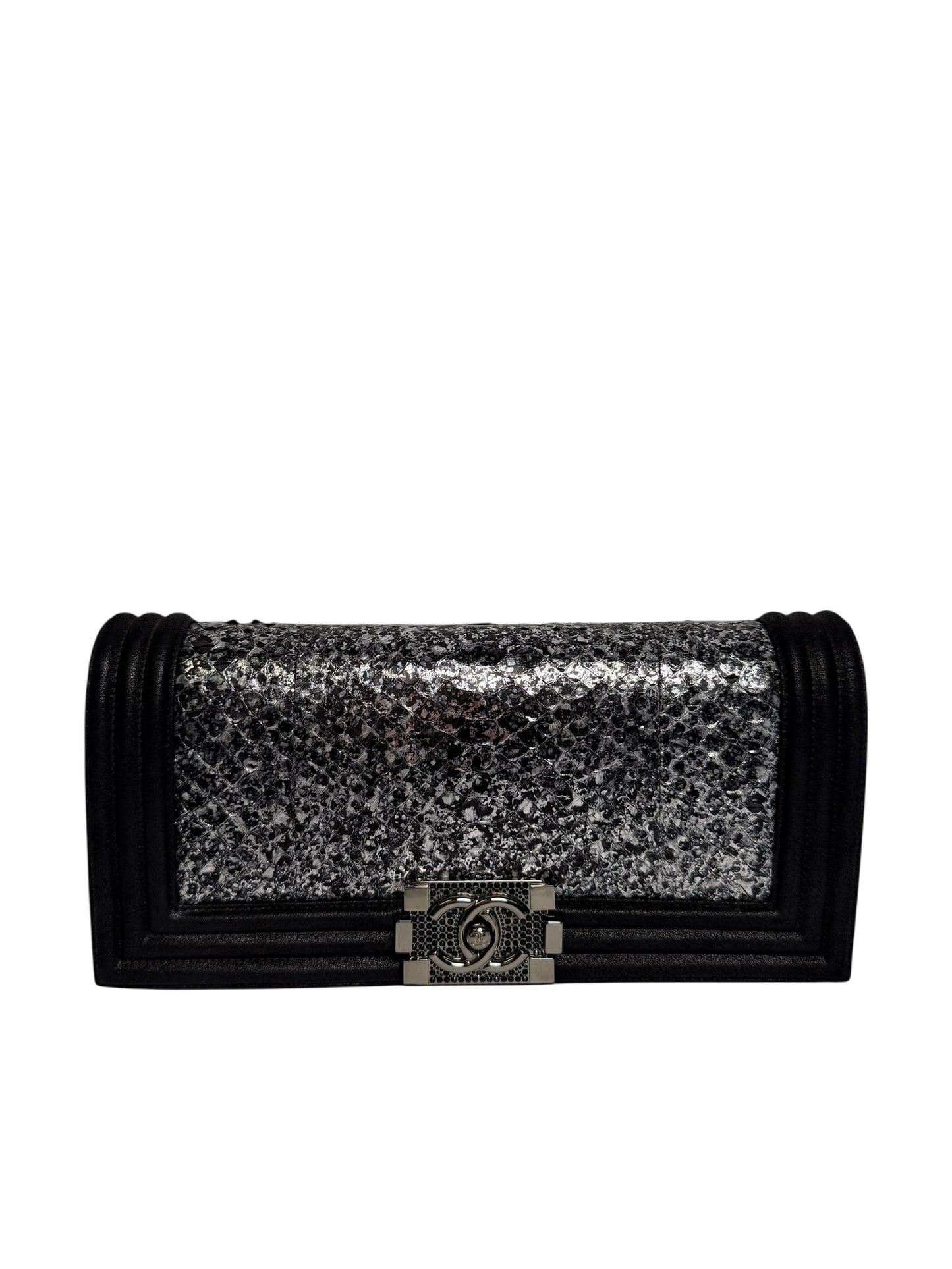 Chanel boy python strass clutch