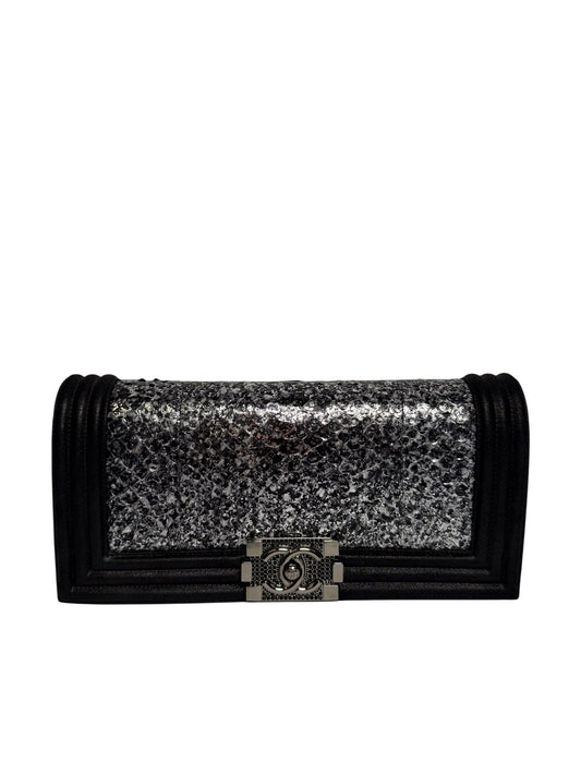 Chanel boy python strass clutch