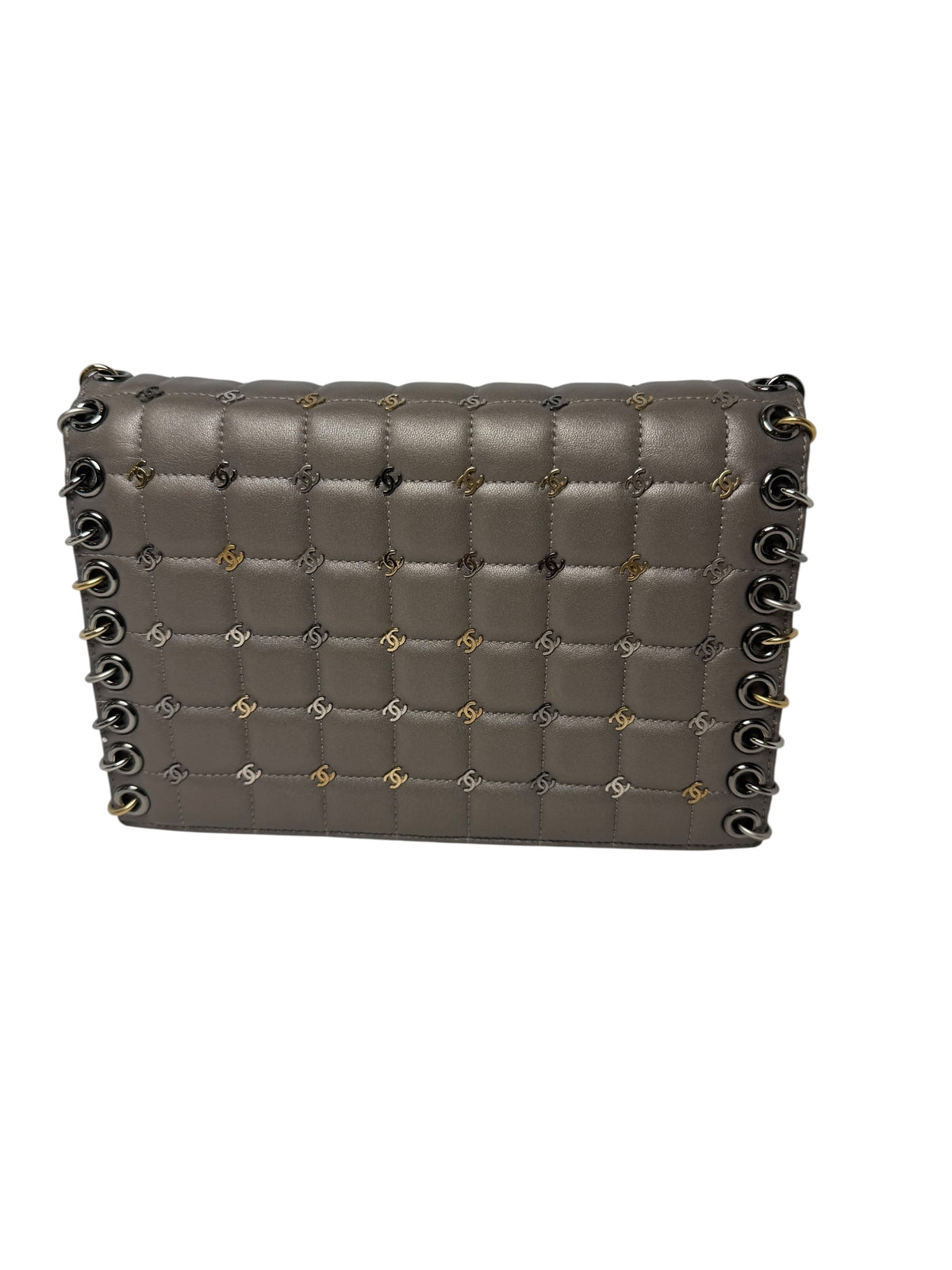 Chanel Grey Chain Studded Logo Crossbody T8467