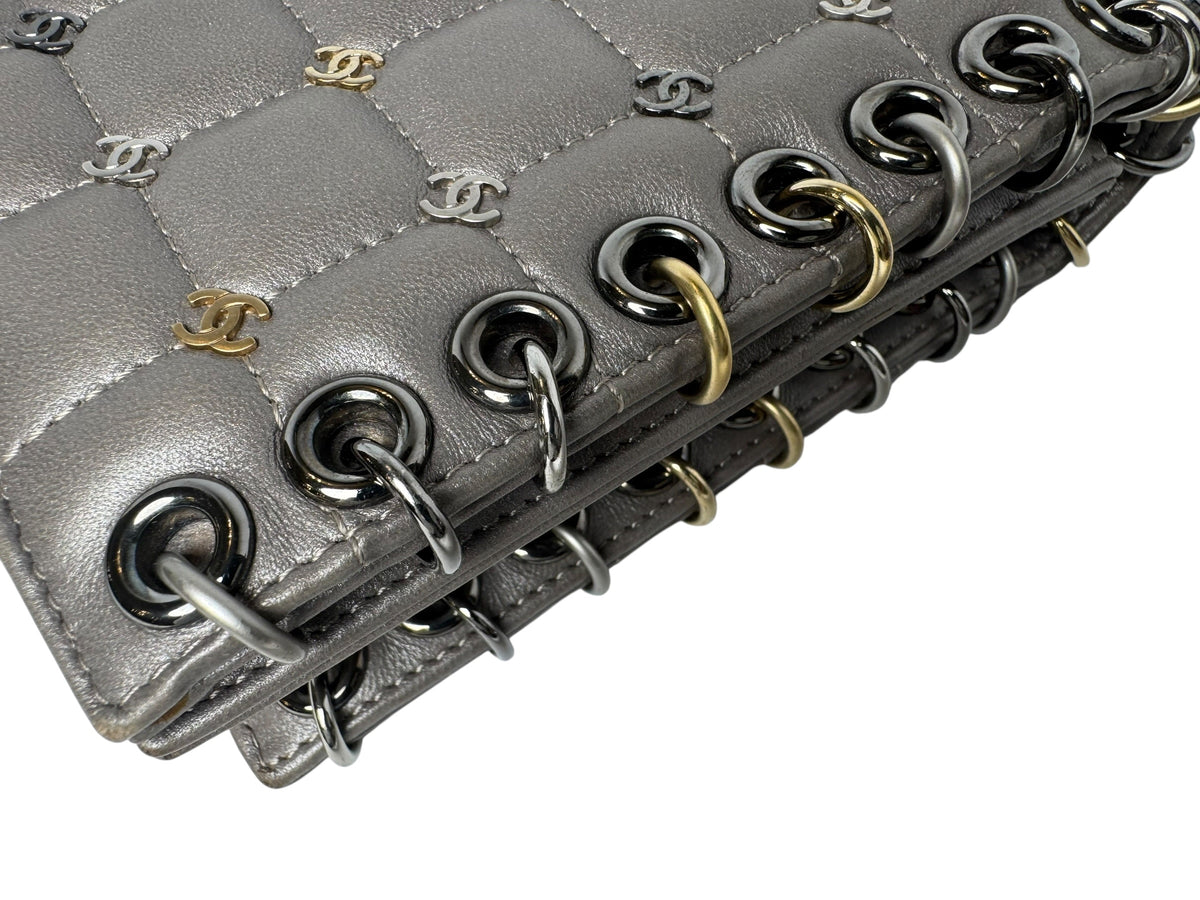 Chanel Grey Chain Studded Logo Crossbody T8467
