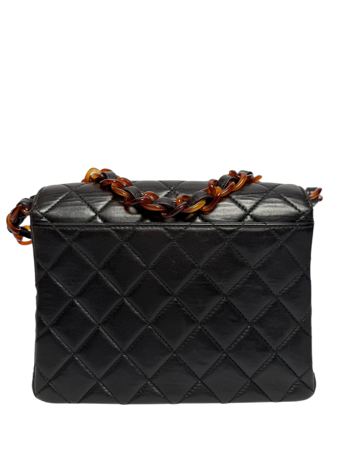 Chanel ram tortoiseshell chain black handbag