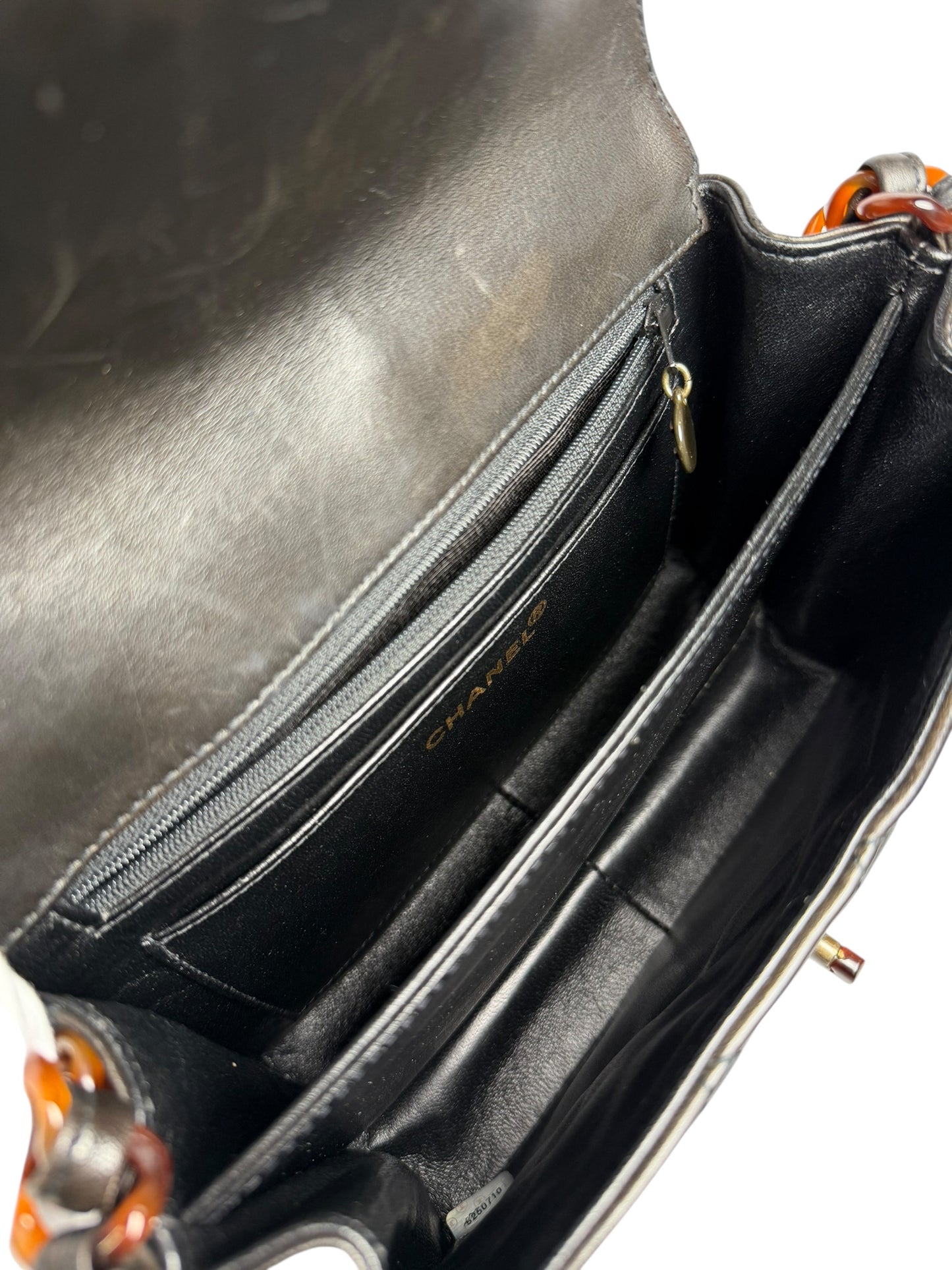 Chanel ram tortoiseshell chain black handbag