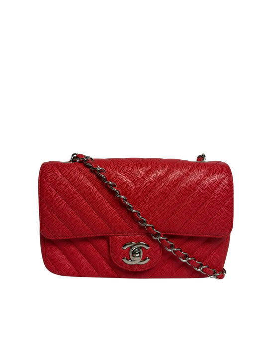 Chanel chevron caviar red mini