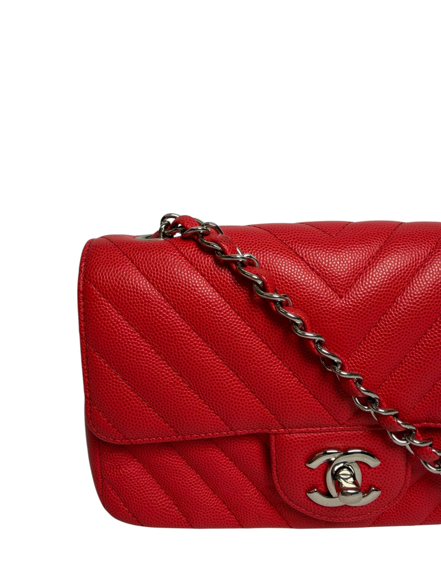 Chanel chevron caviar red mini