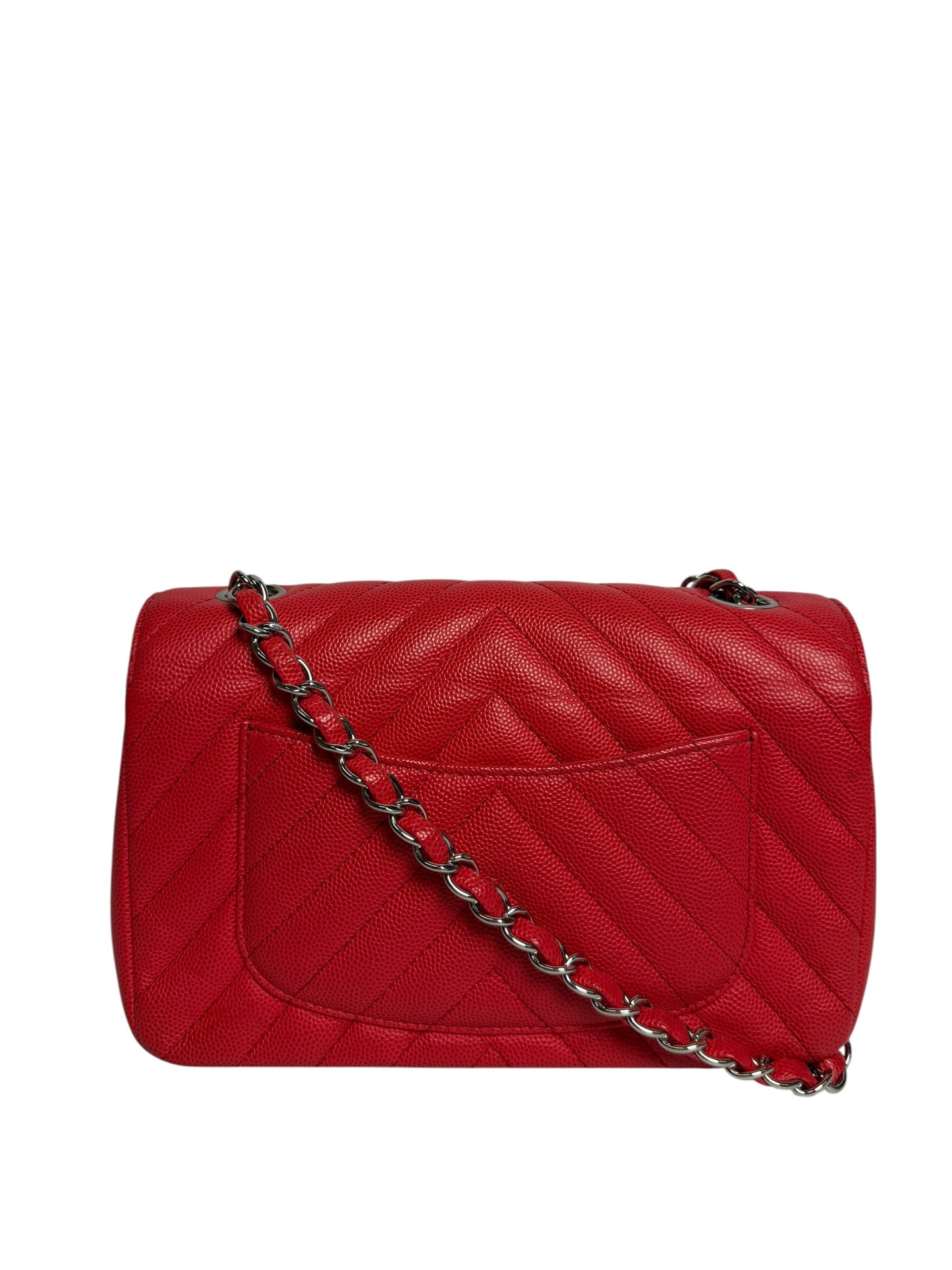 Chanel chevron caviar red mini