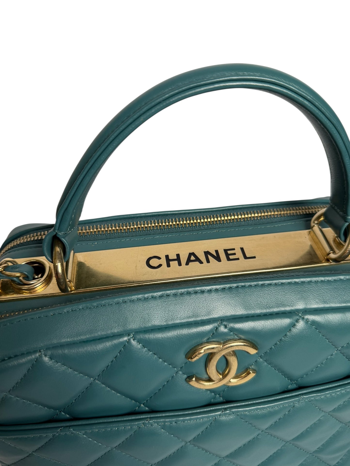 Chanel trendy blue top handle