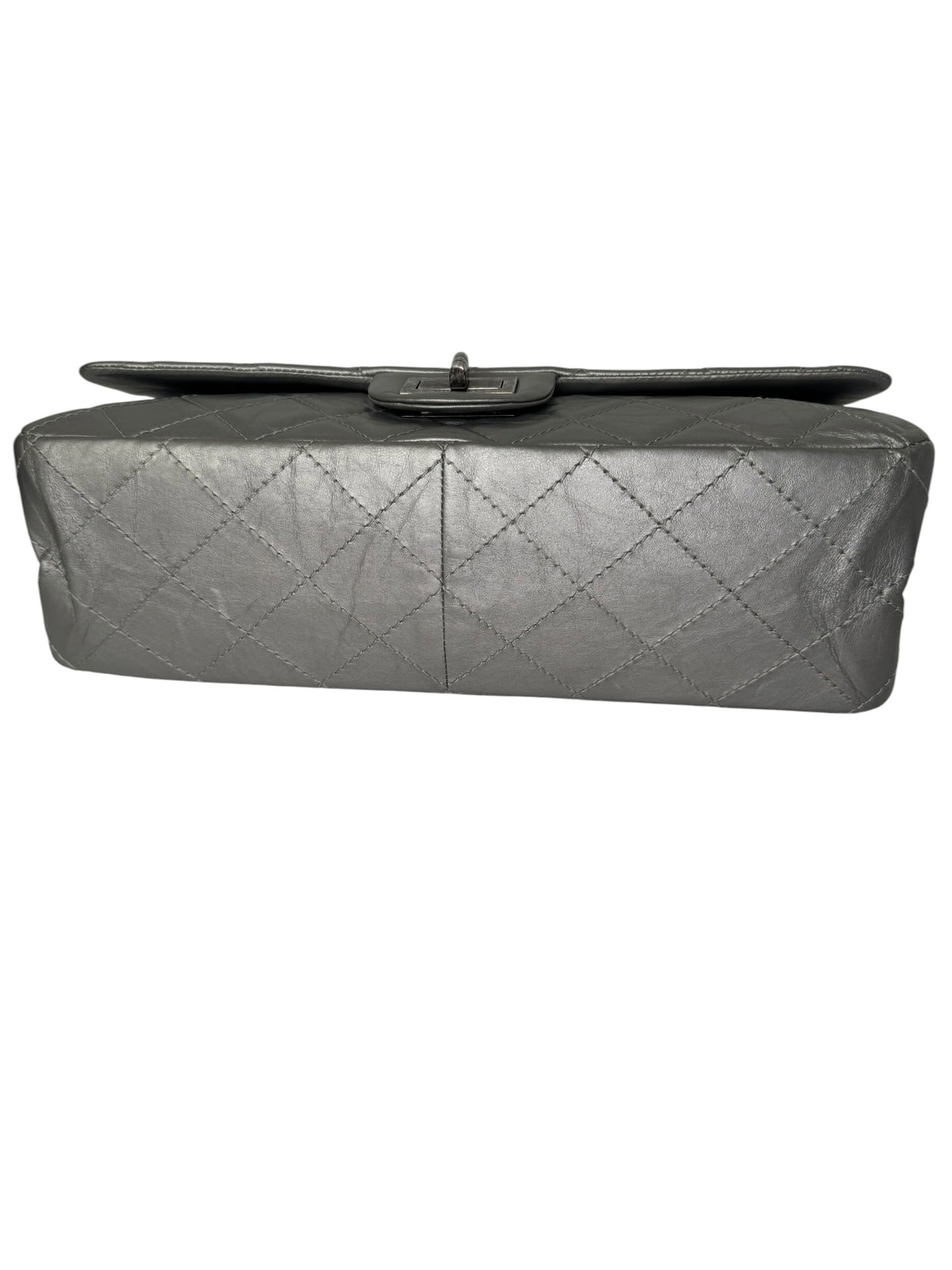 Chanel 2.55 Reissue Flap Bag Metallic Silver Aged Calfskin T8365