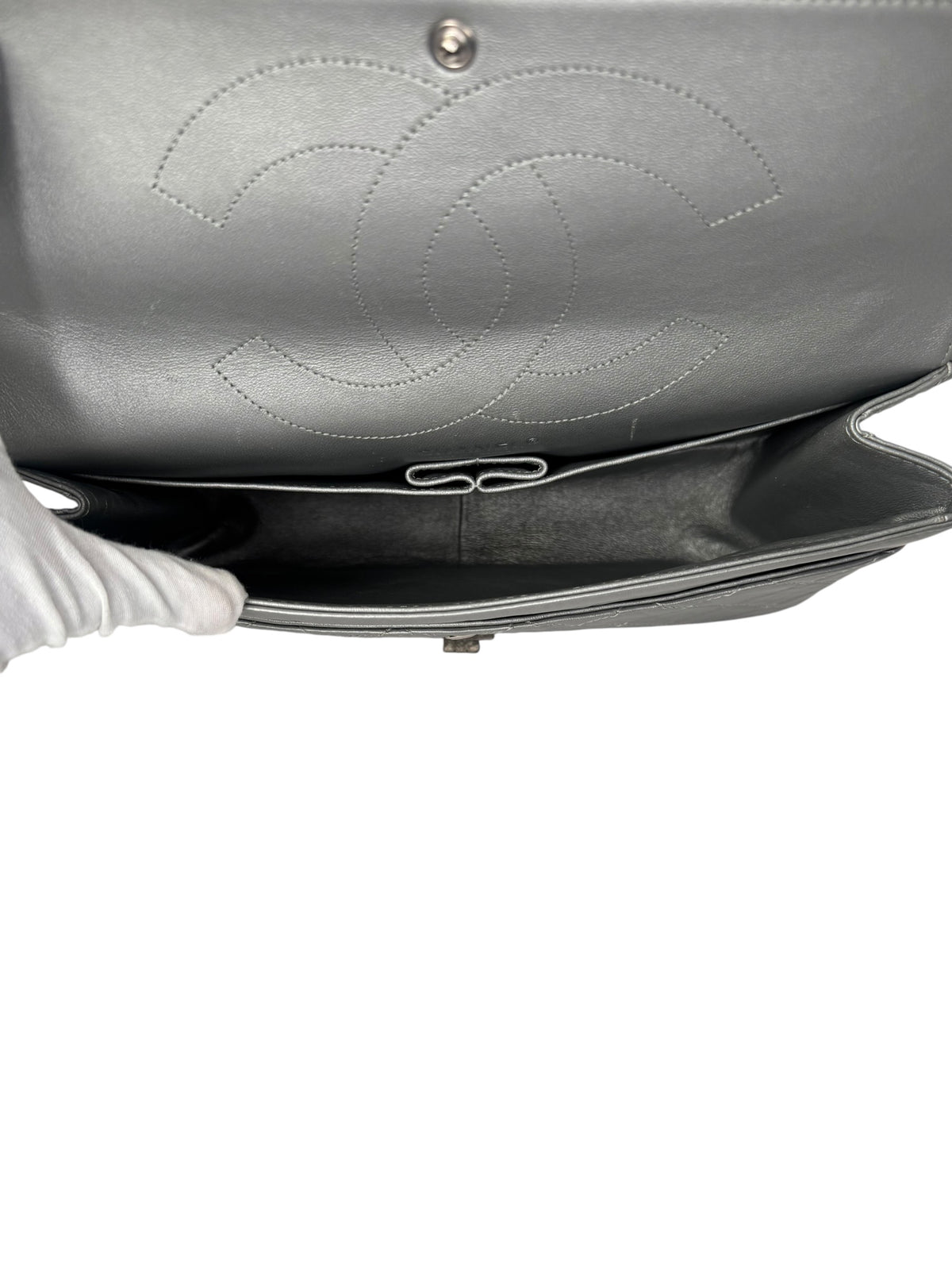 Chanel 2.55 Reissue Flap Bag Metallic Silver Aged Calfskin T8365