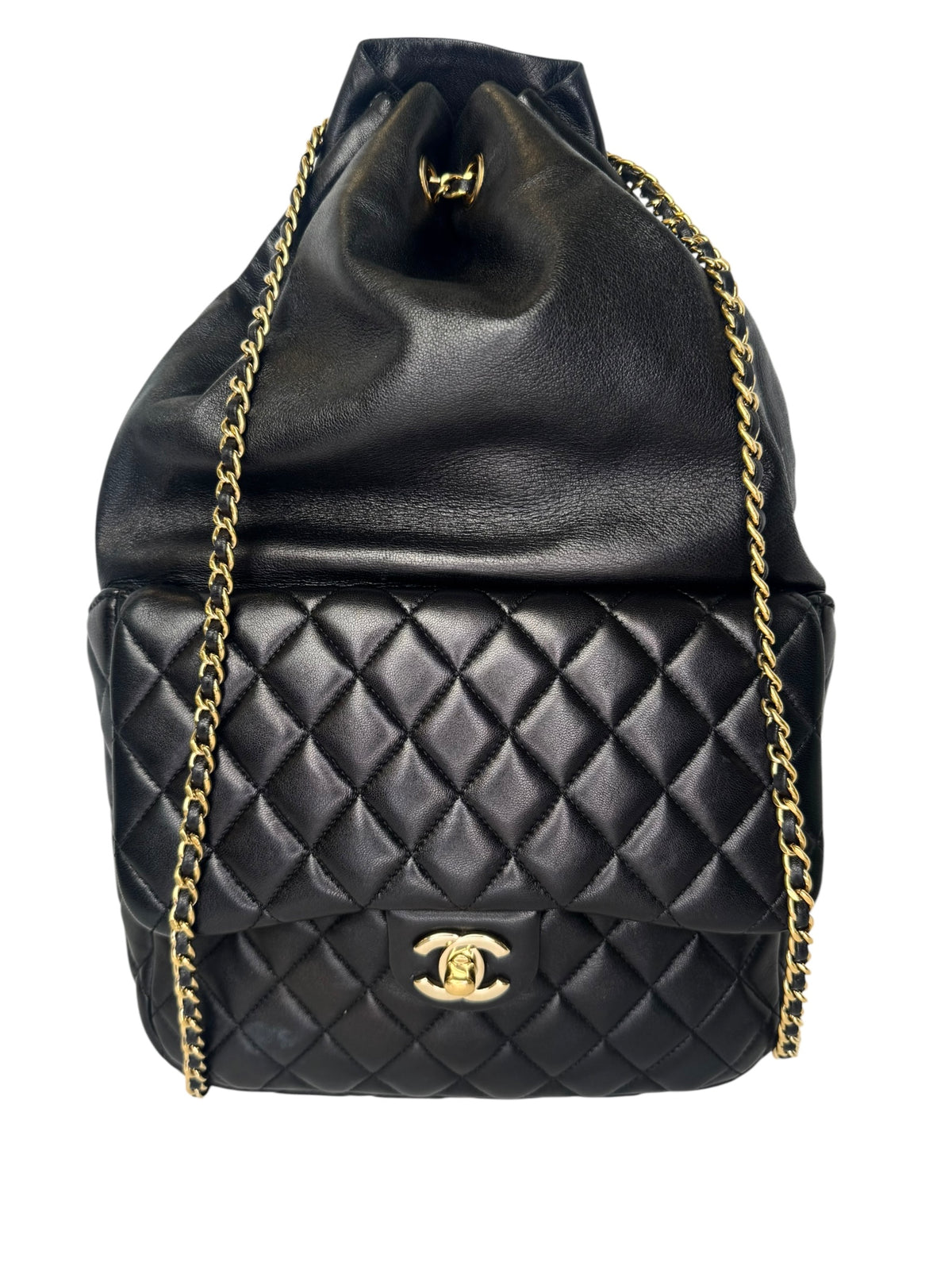 Chanel Large Black Lambskin In Seoul Flap Backpack T8389