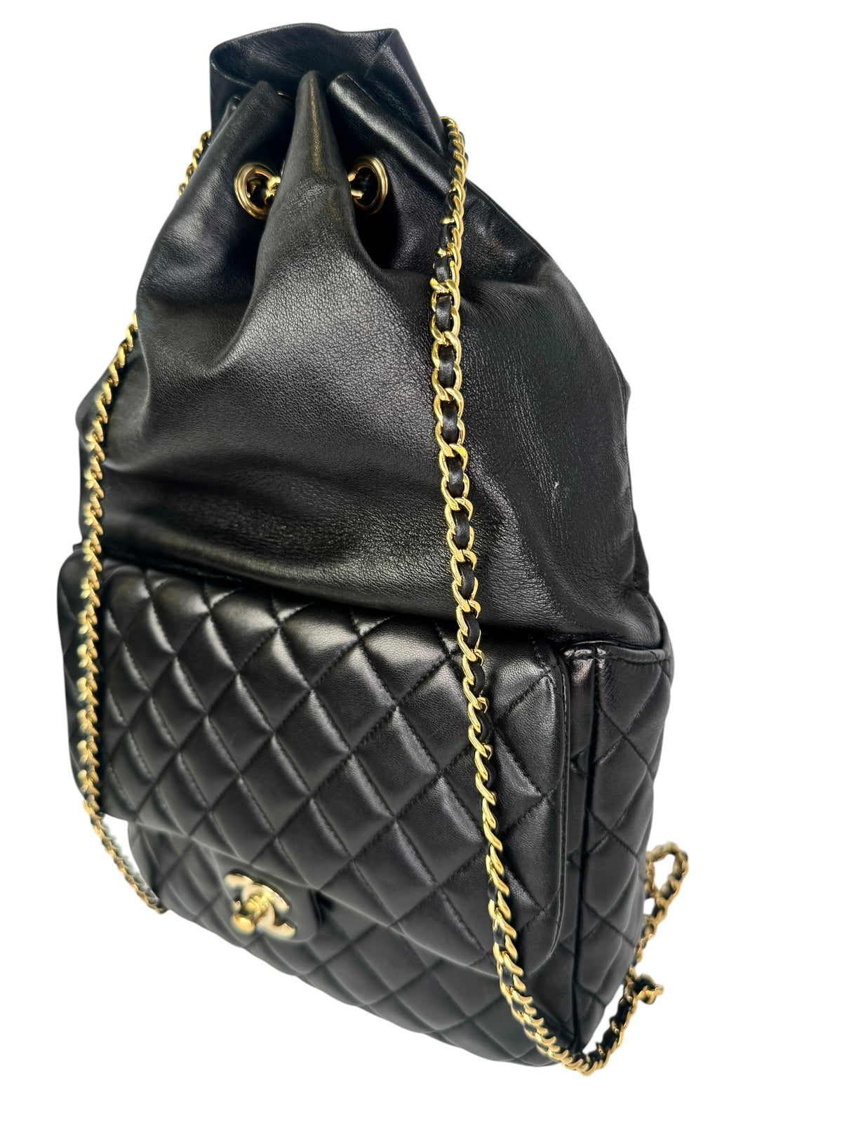 Chanel Large Black Lambskin In Seoul Flap Backpack T8389