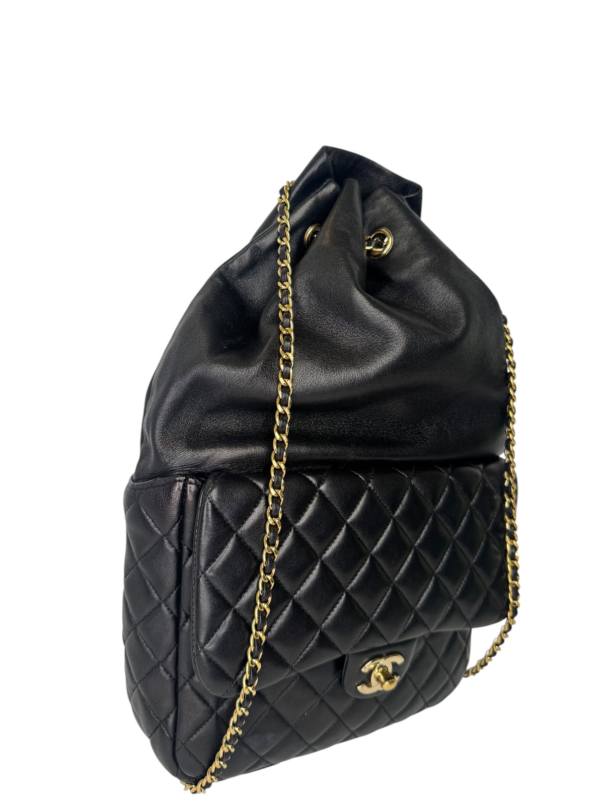 Chanel Large Black Lambskin In Seoul Flap Backpack T8389