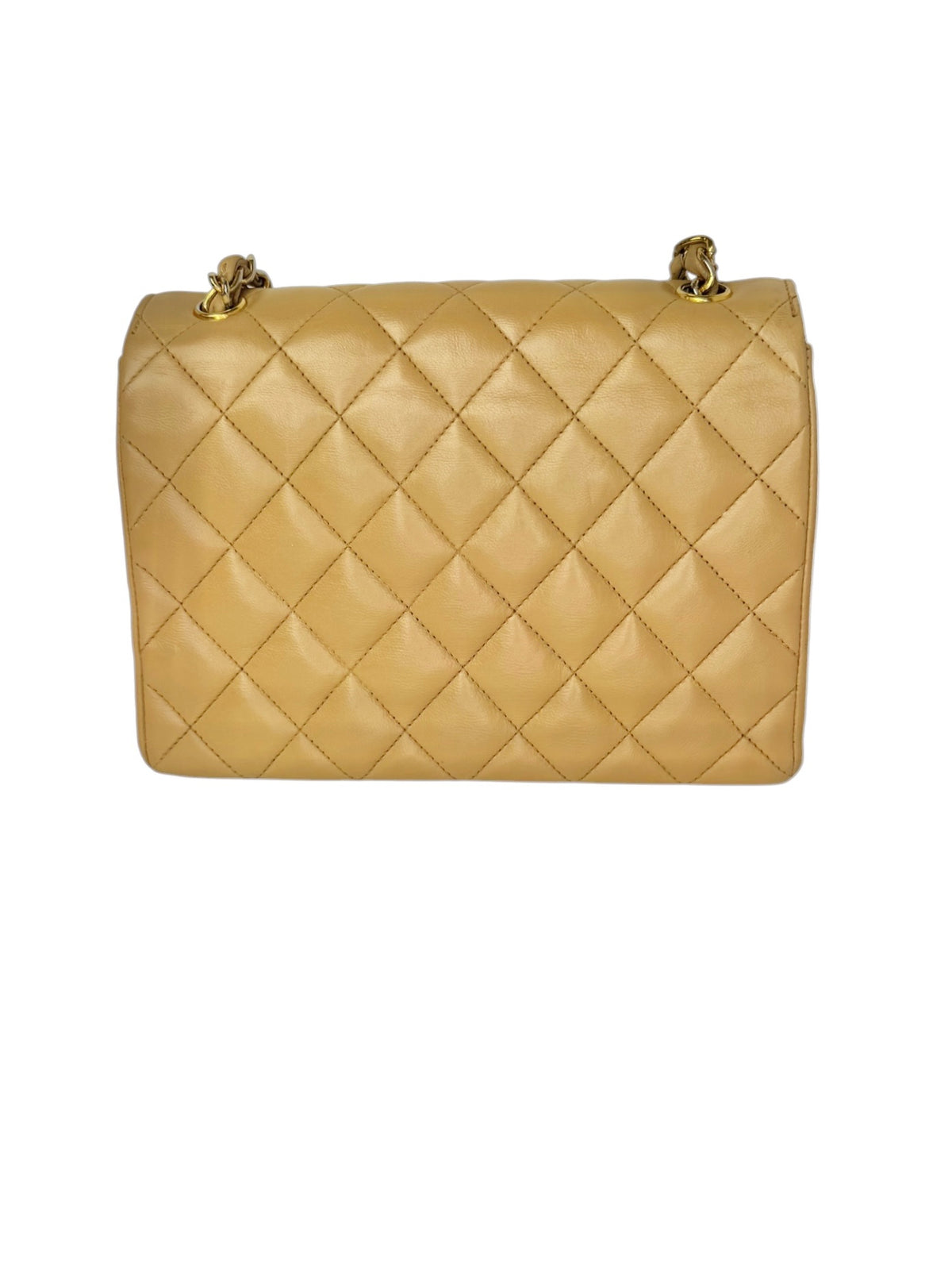 Chanel Small Square Quilted Beige Envelope Flap GHW T8349