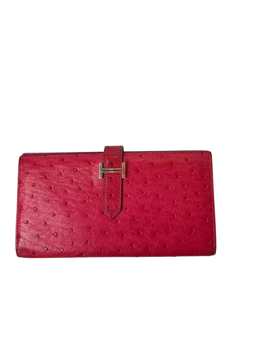Hermes Bearn wallet ostrich hot pink T8265