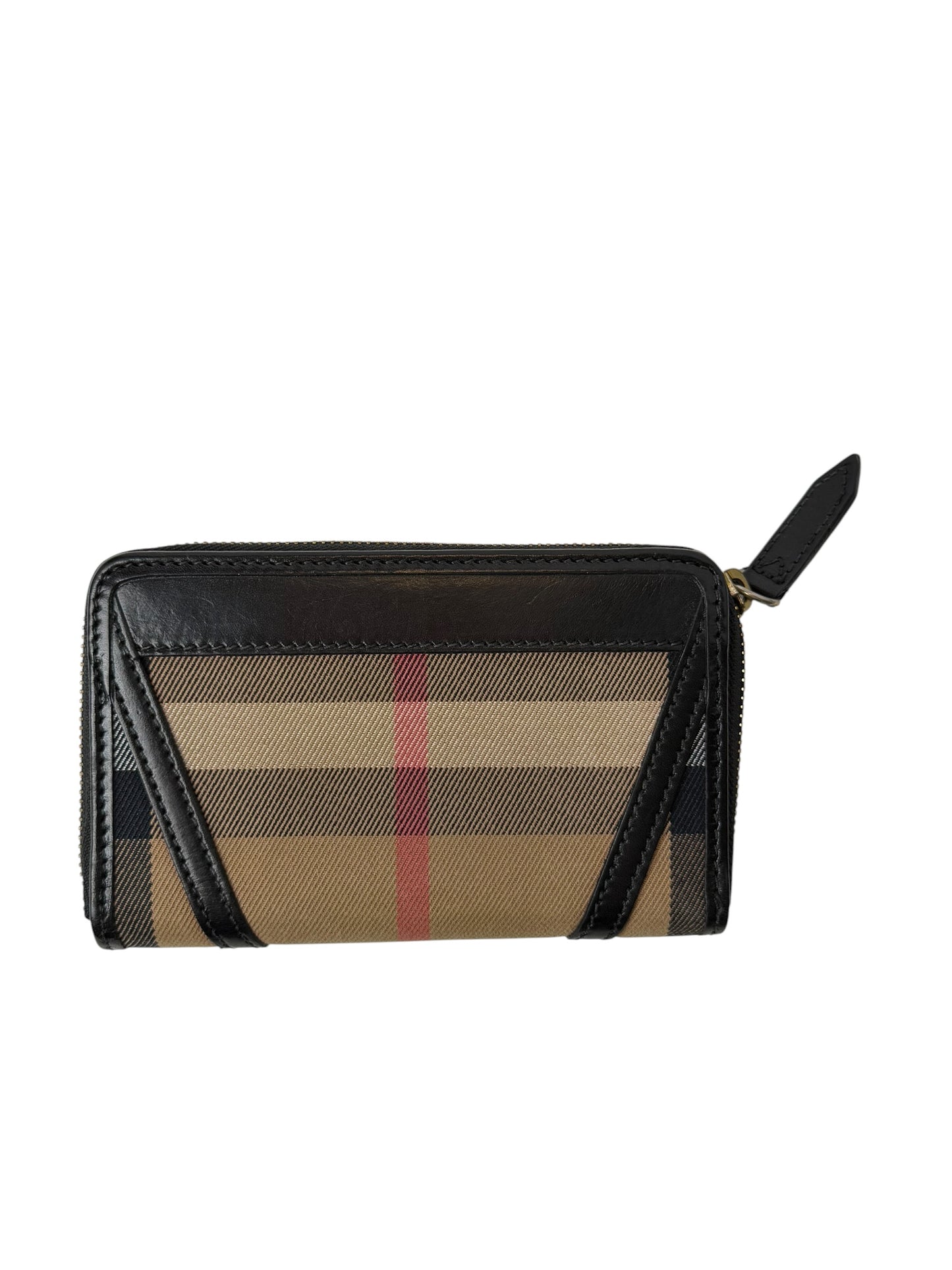 Burberry check black trim zip around wallet T7494