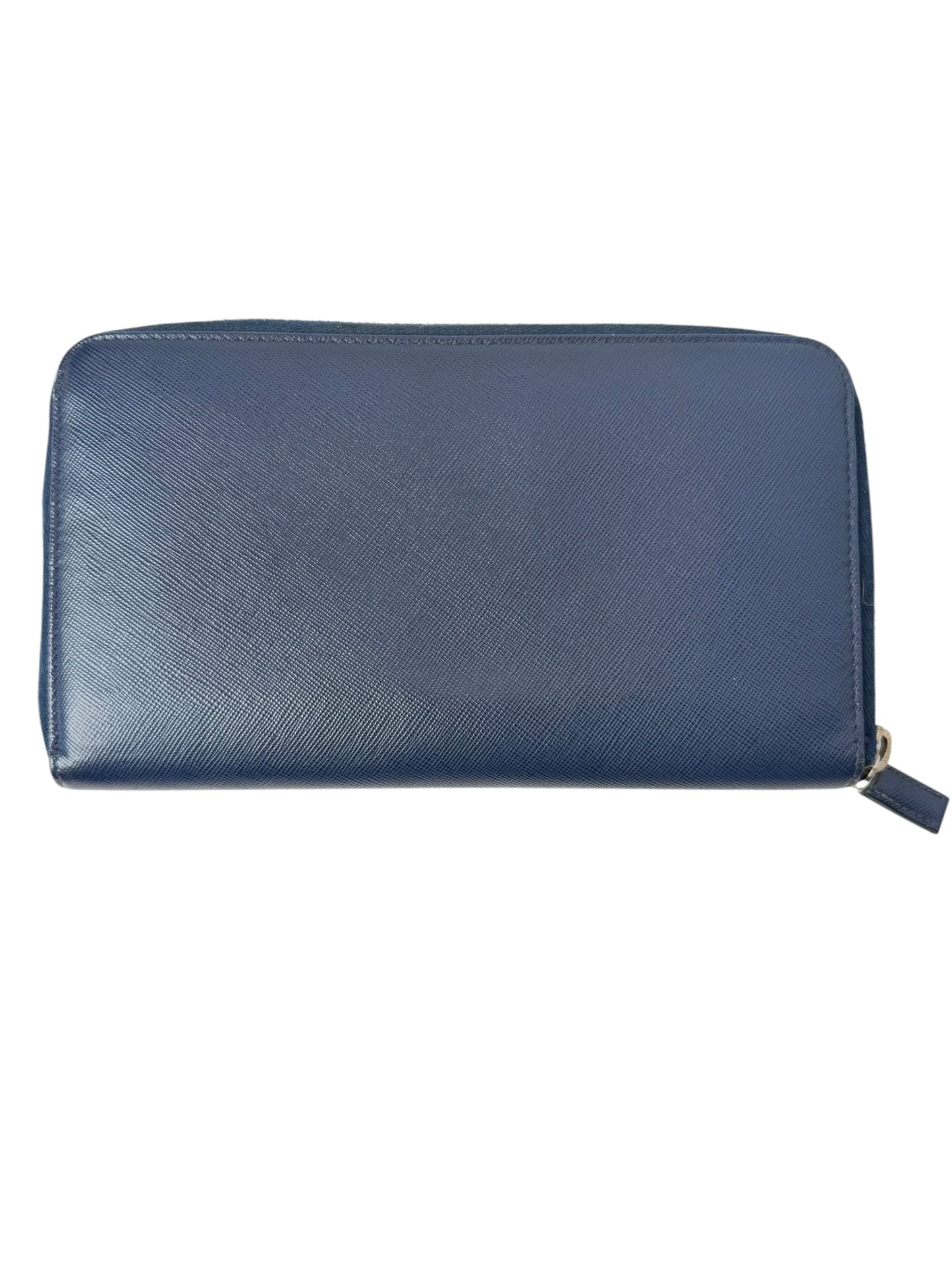 Prada Blue Zip Around Long Wallet T4037