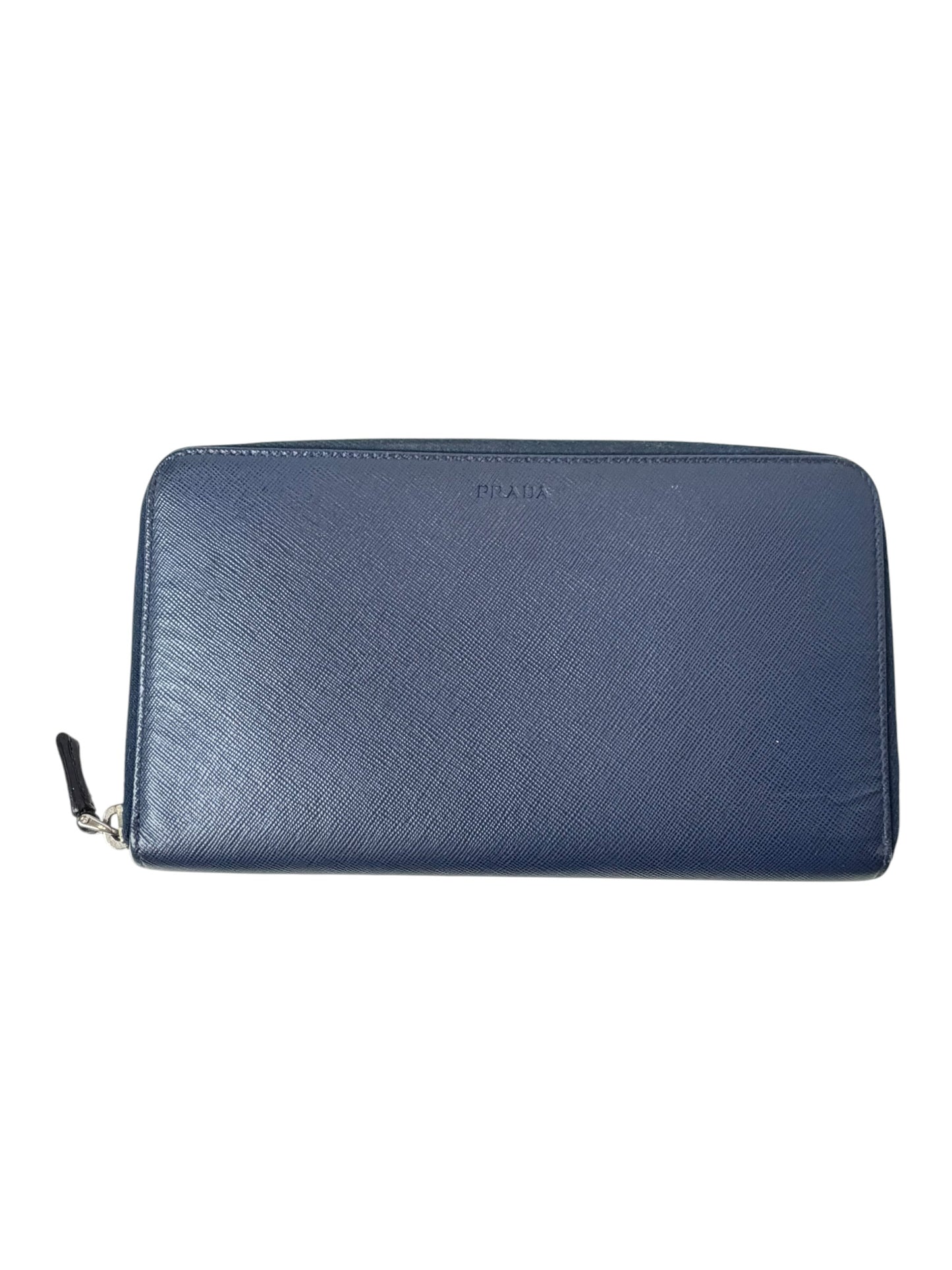 Prada Blue Zip Around Long Wallet T4037