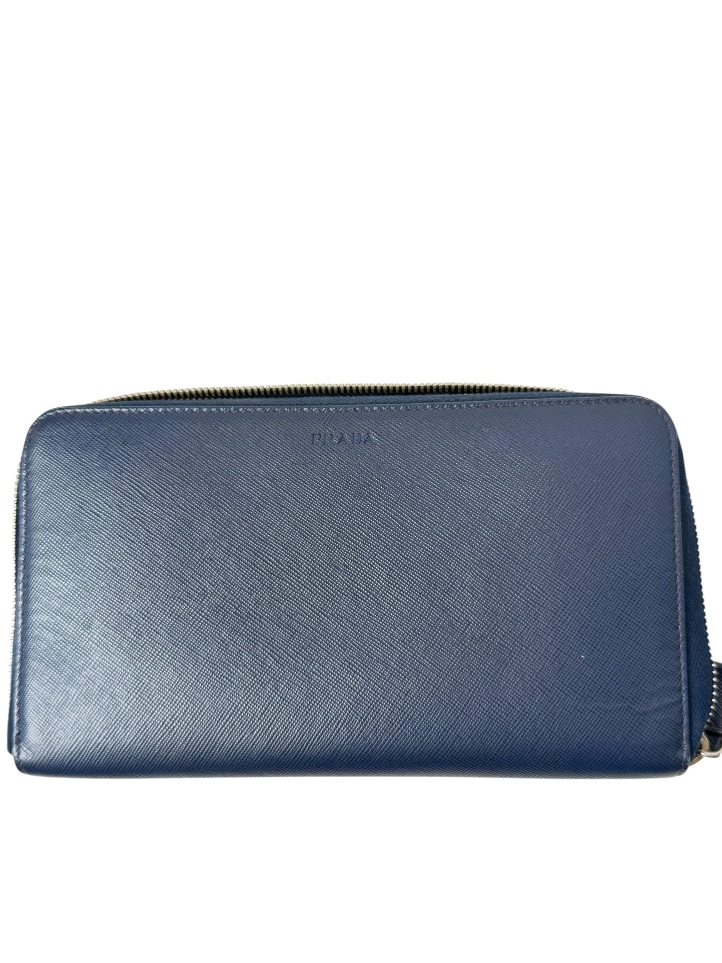Prada Blue Zip Around Long Wallet T4037
