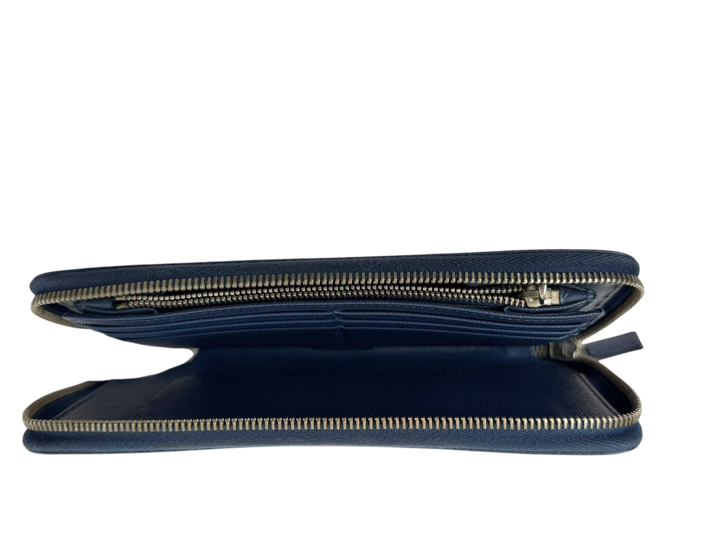 Prada Blue Zip Around Long Wallet T4037