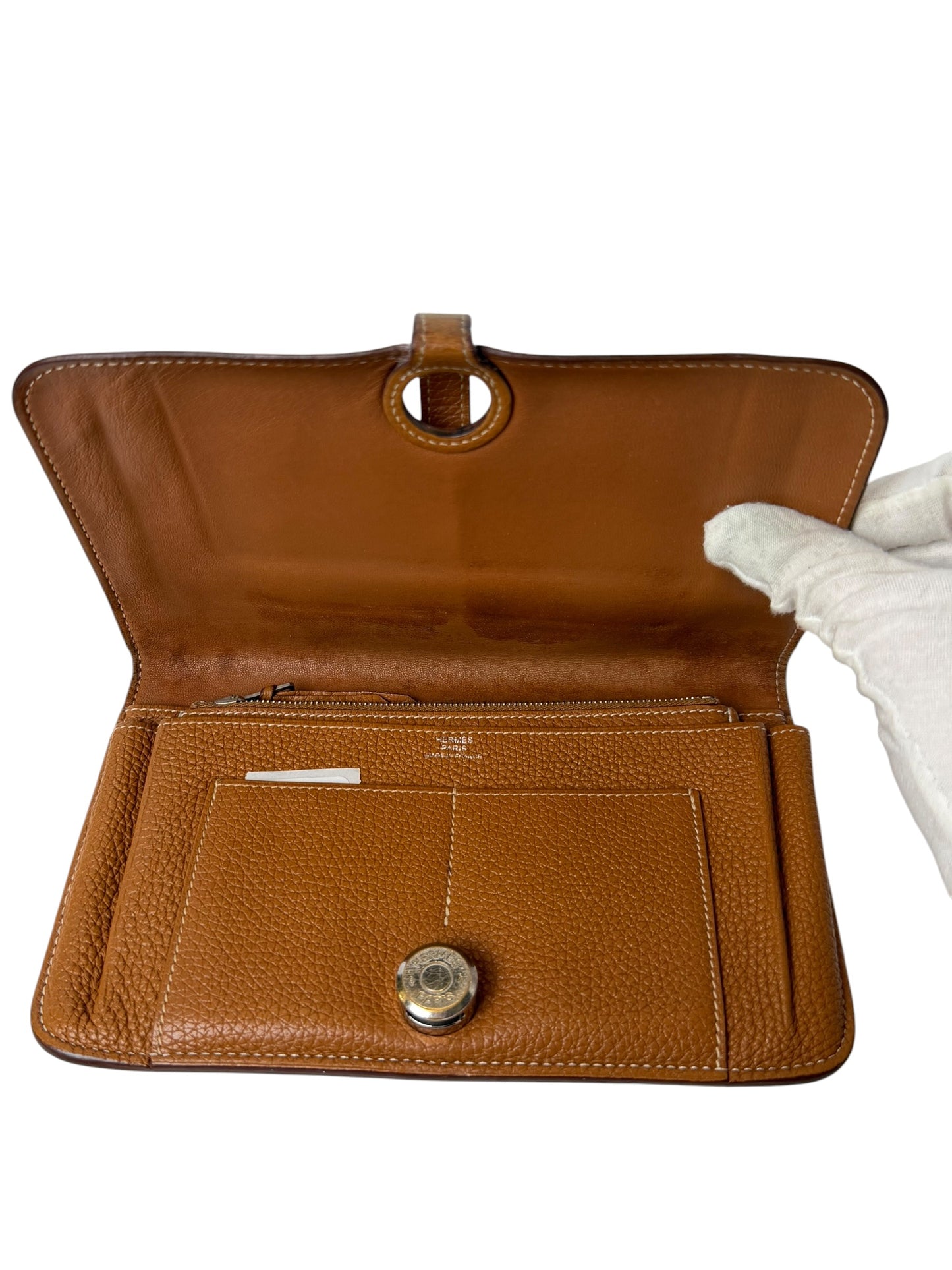 Hermes Dogon brown fold wallet clutch T5800