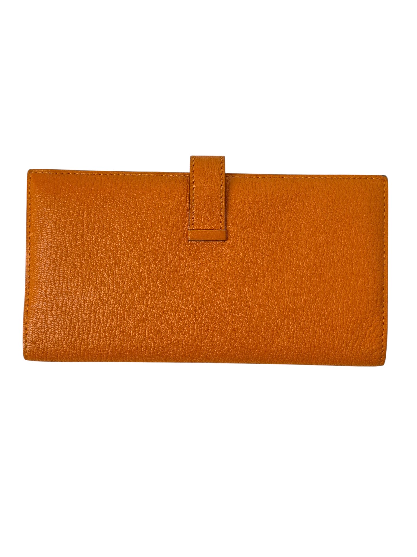 Hermes Bearn wallet orange palladium hardware T7544