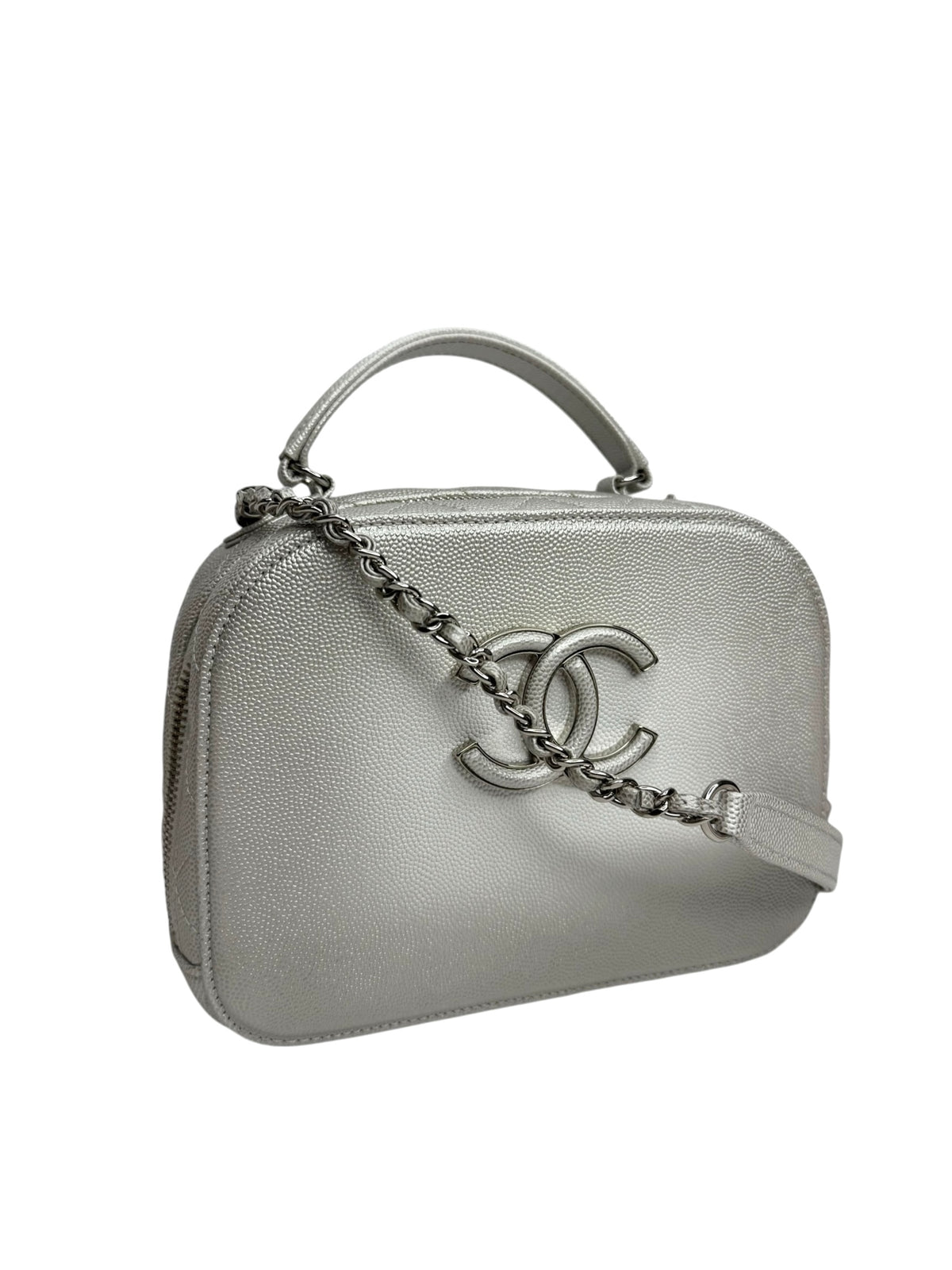 Chanel Metallic Caviar Small Coco Curve Vanity Bag Silver T9363