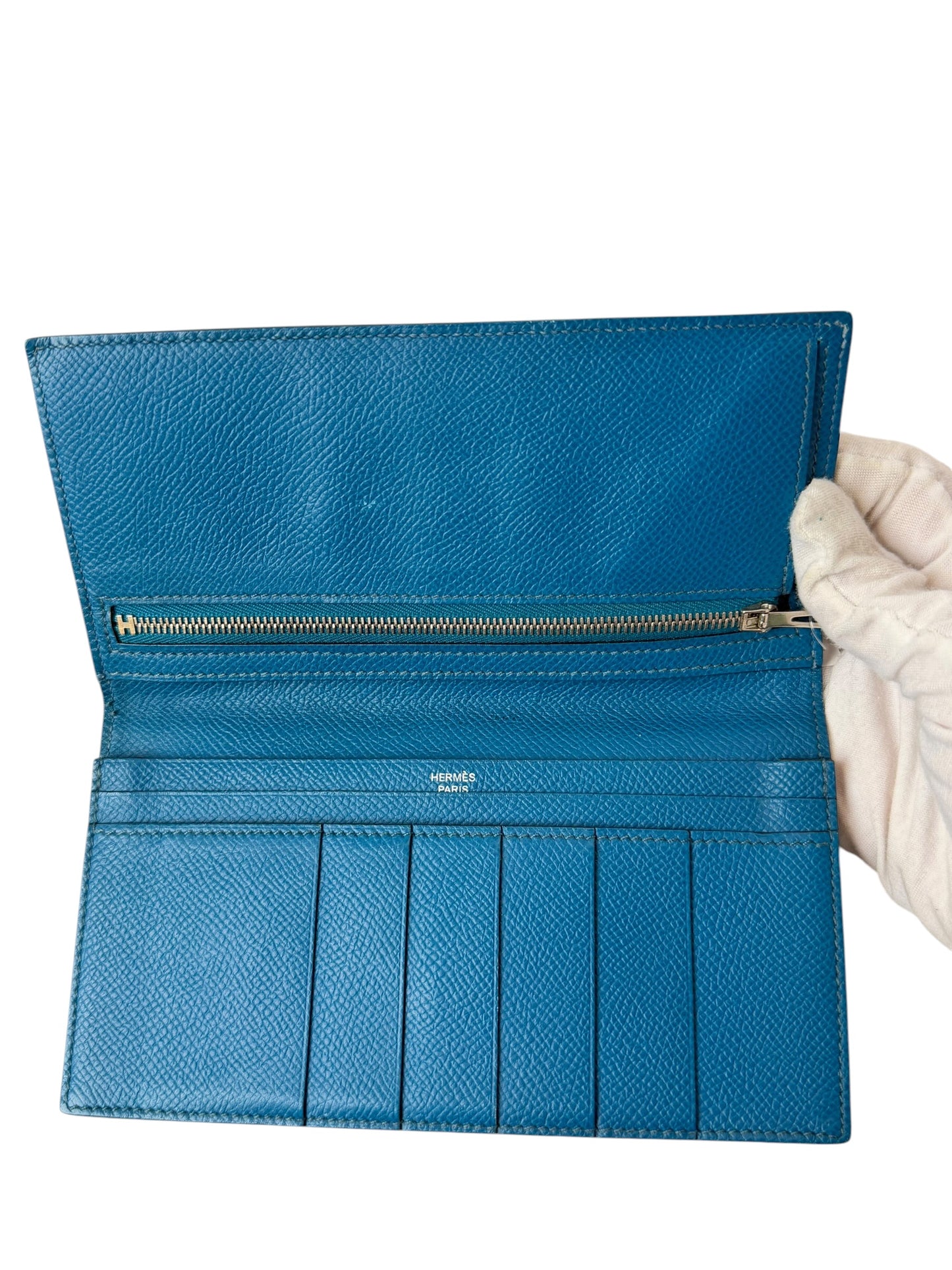 Hermes Bearn Blue Epsom wallet T7549