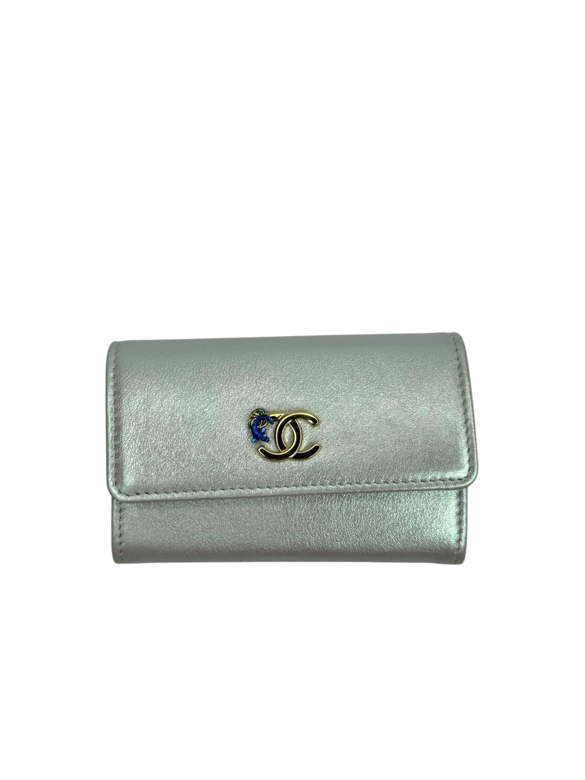 Chanel Blue Iridescent Flap Card Holder T9368
