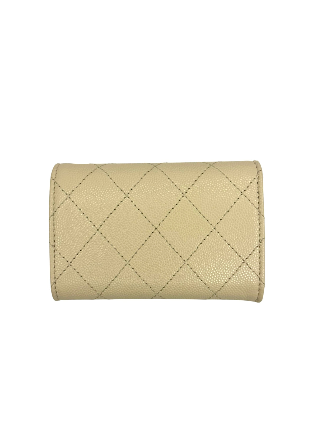 Chanel Beige Quilted Caviar Flap Card Holder T9376
