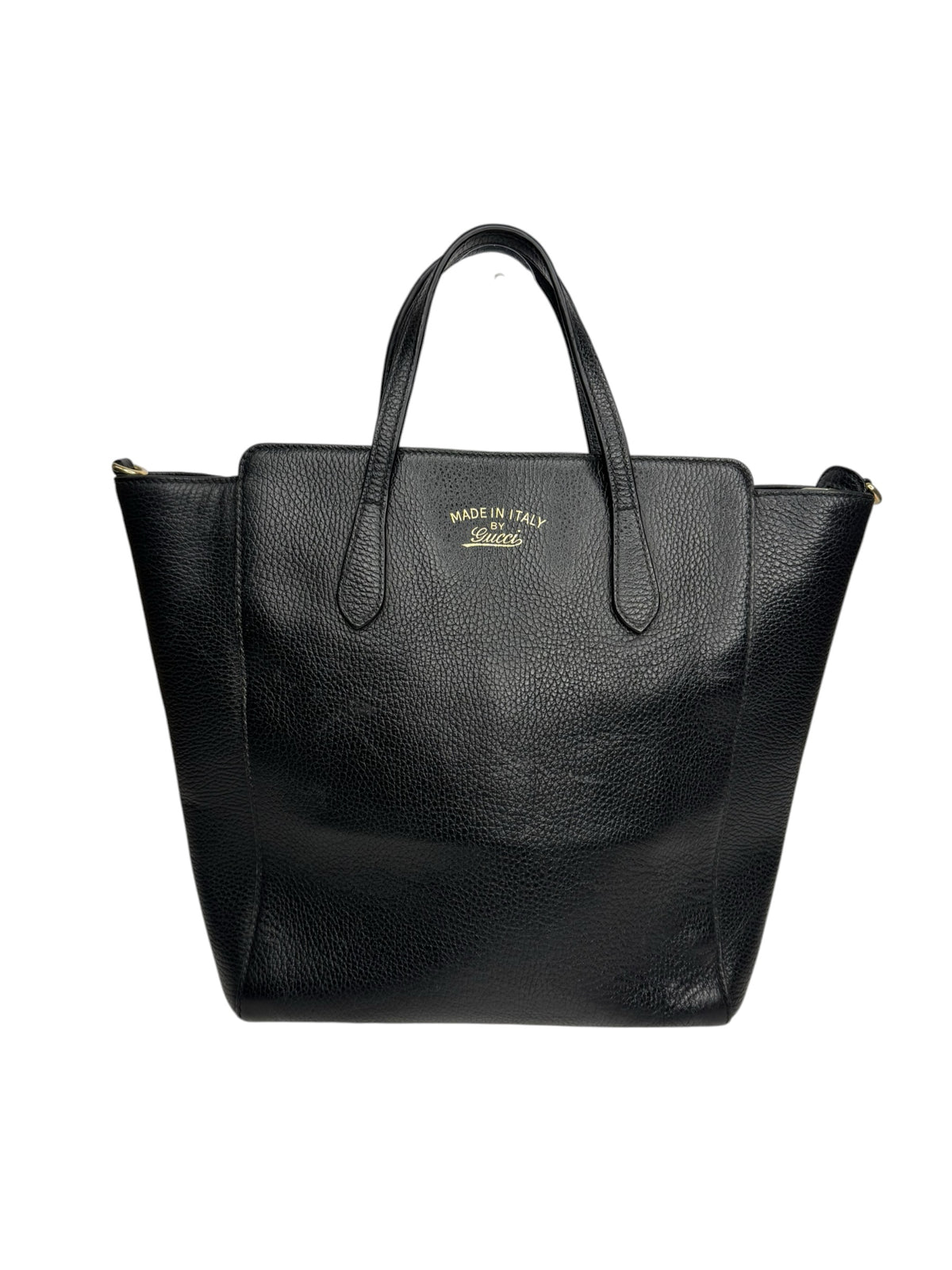 Gucci Black Leather Swing Tote T9296
