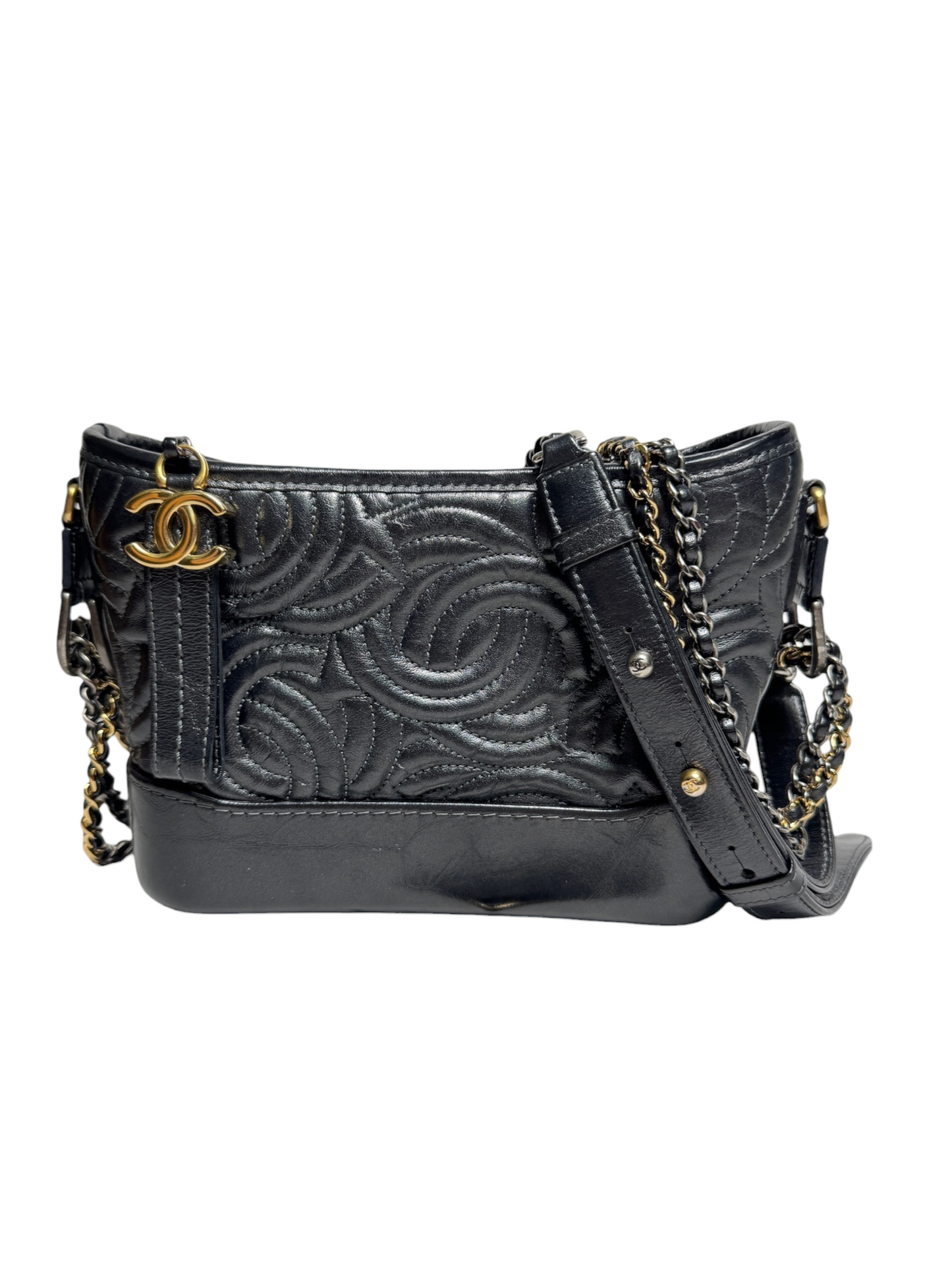 Chanel CC Quilted Small Black Gabrielle Hobo Bag T8324