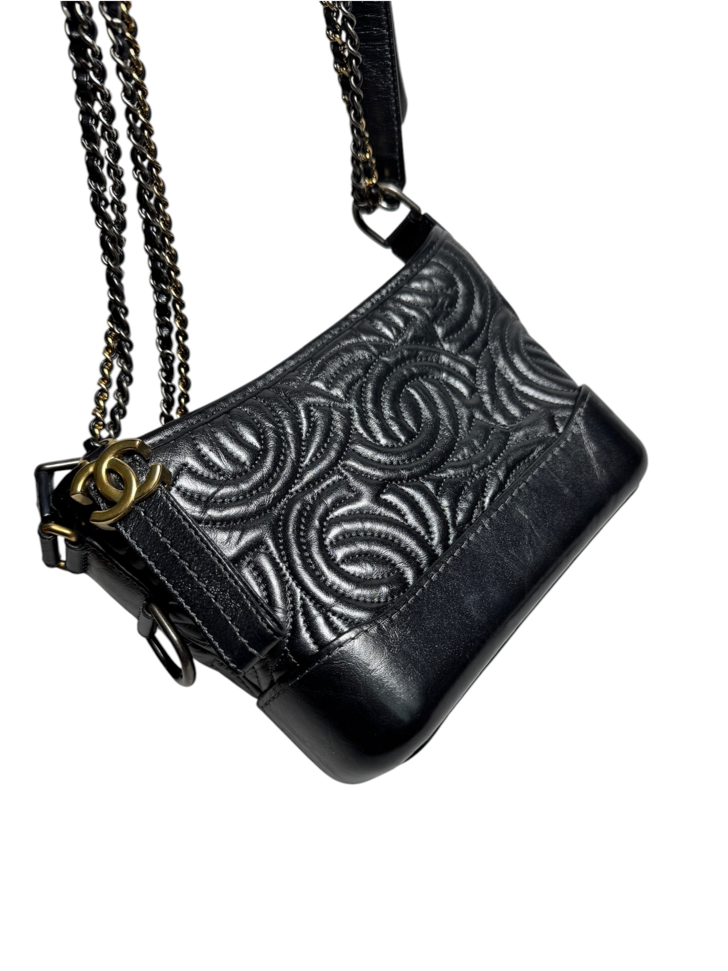 Chanel CC Quilted Small Black Gabrielle Hobo Bag T8324