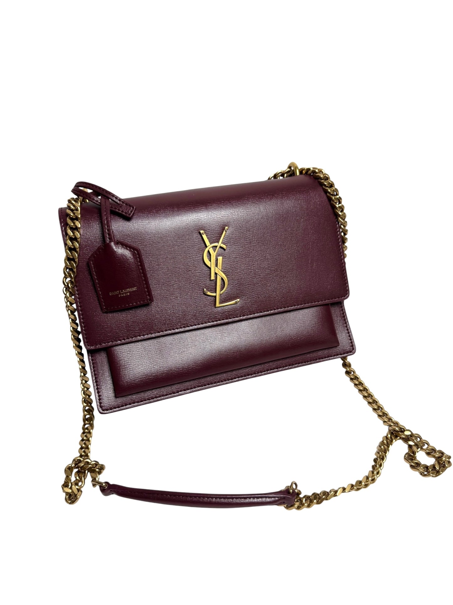 Saint Laurent Burgundy Leather Sunset T8325