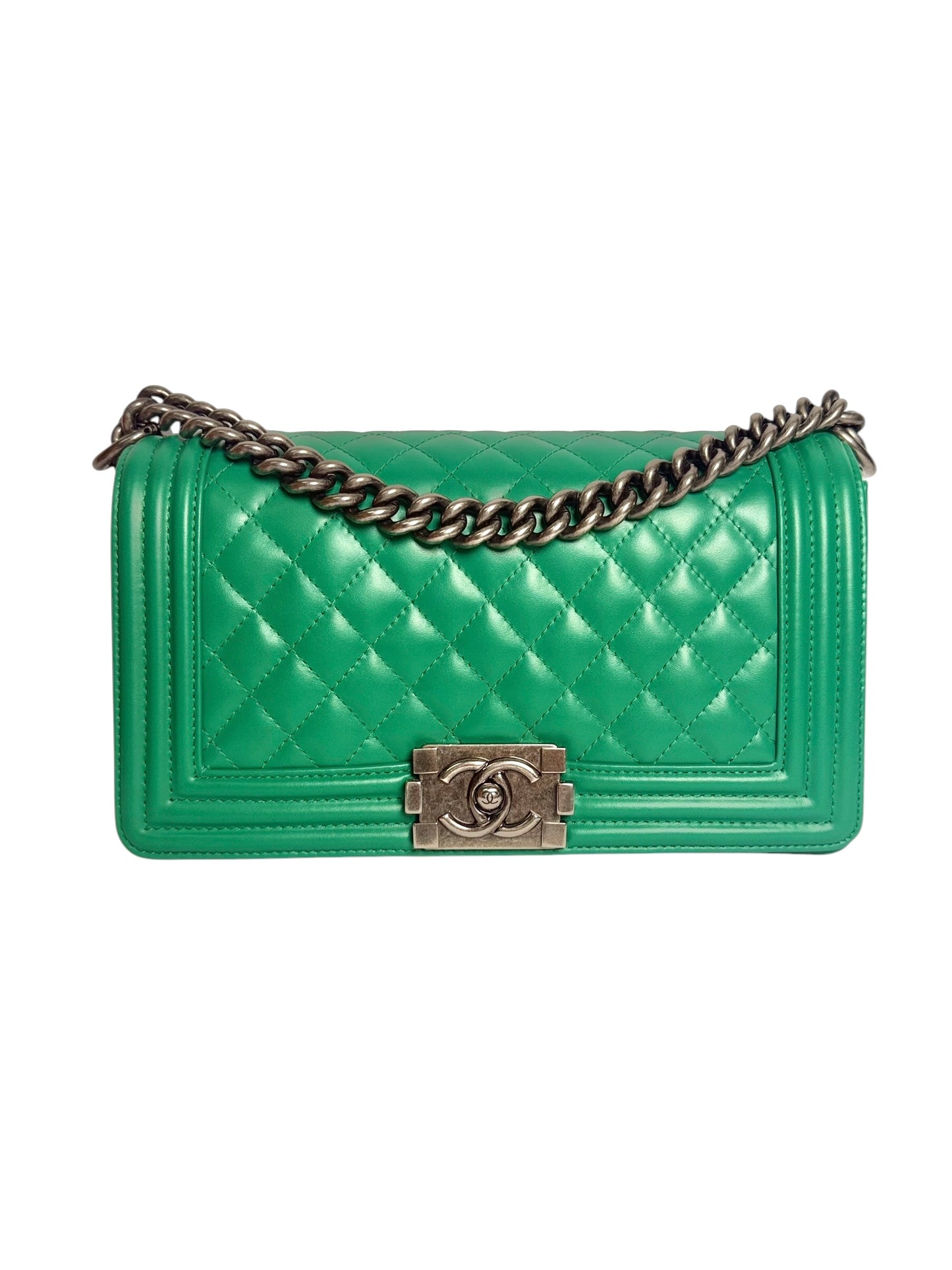 Chanel Quilted Medium Green Boy Bag