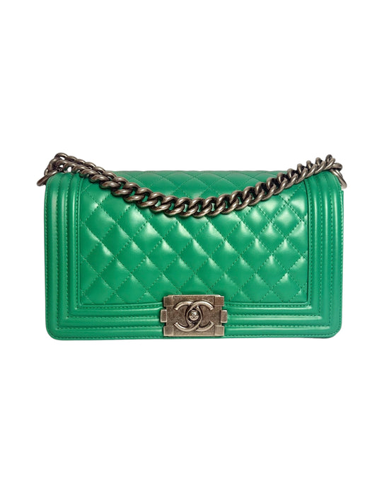 Chanel Quilted Medium Green Boy Bag T7972