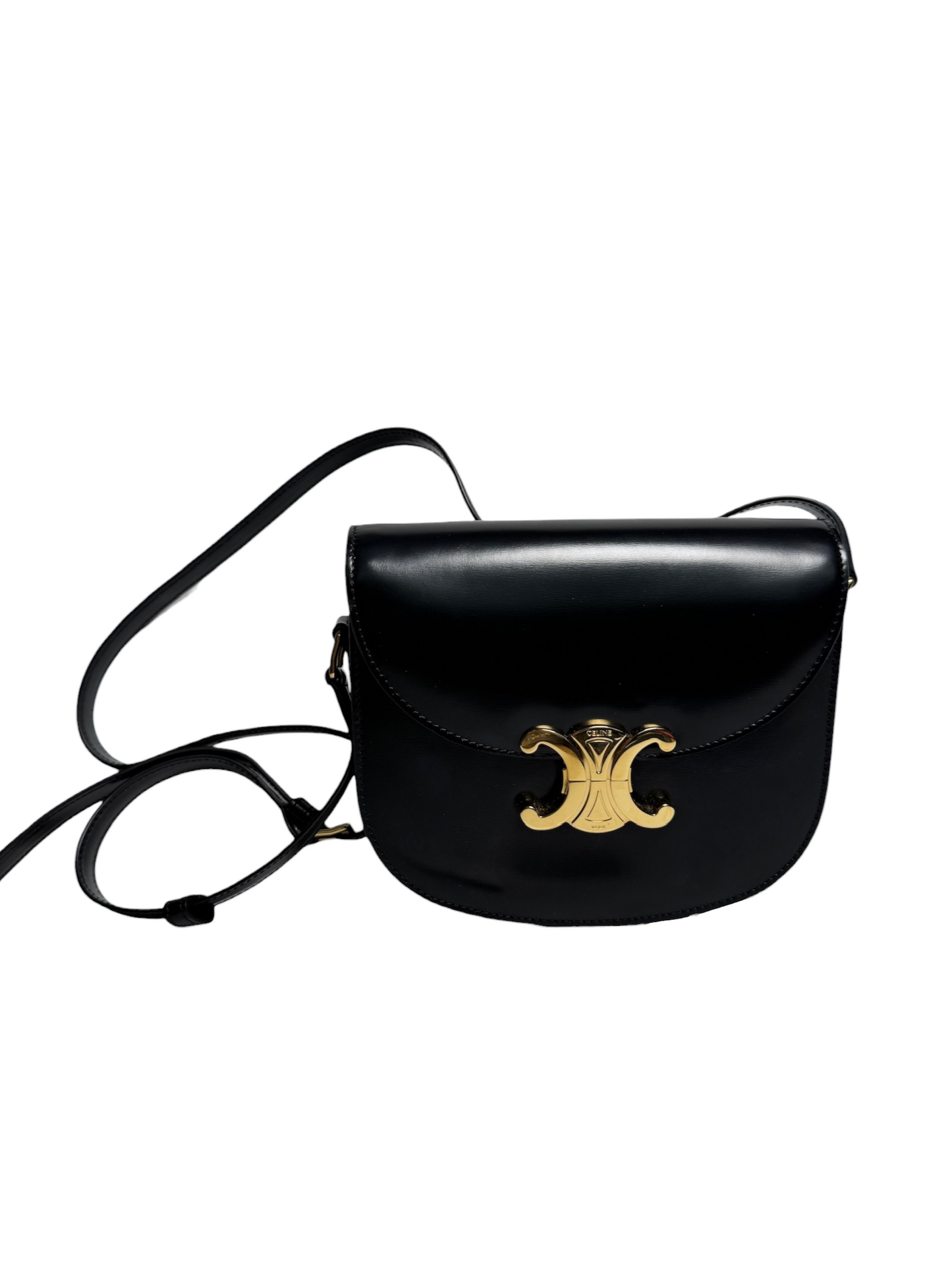 Celine Black Calfskin Triomphe Besace Clea T8326
