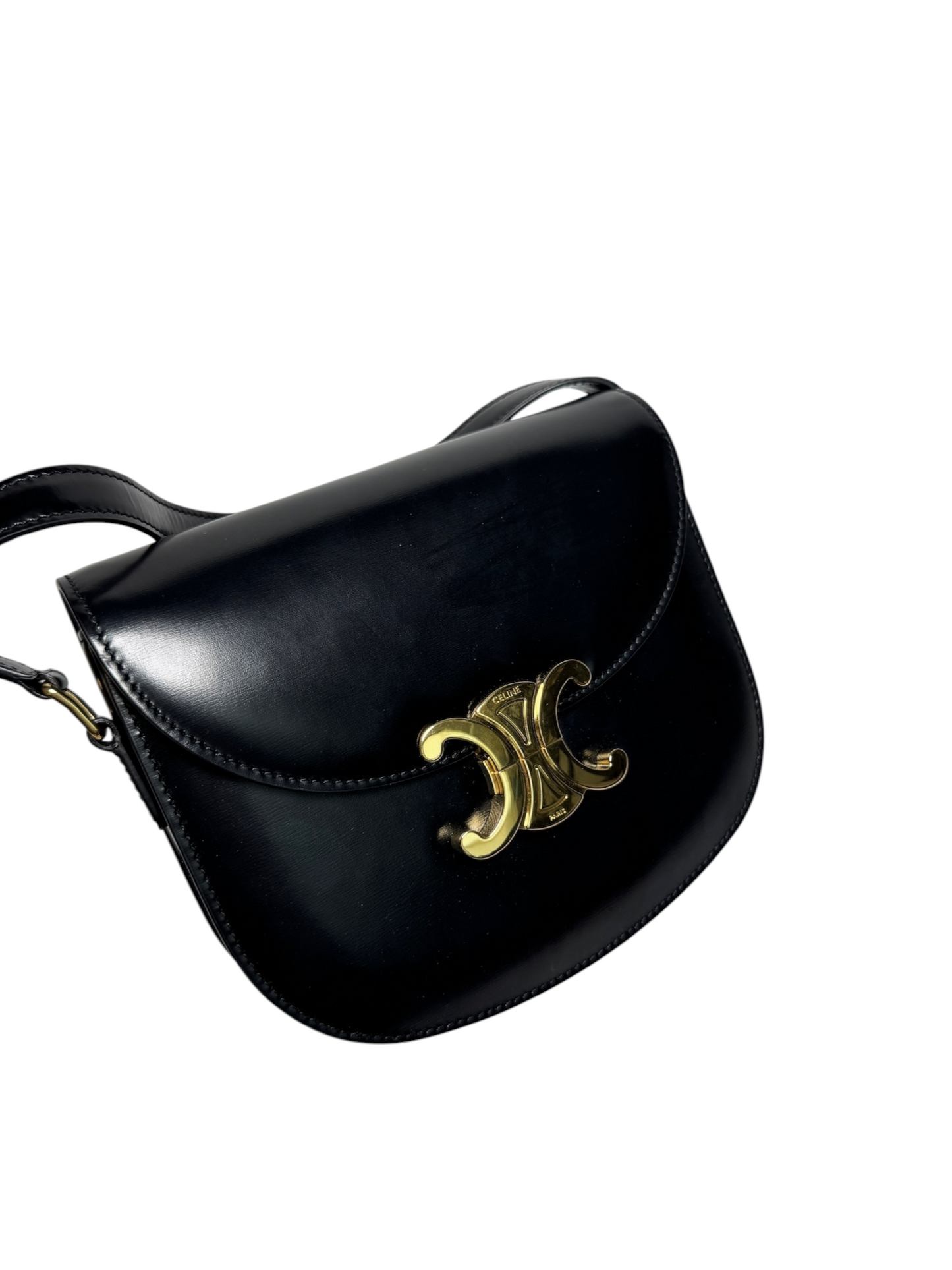 Celine Black Calfskin Triomphe Besace Clea T8326
