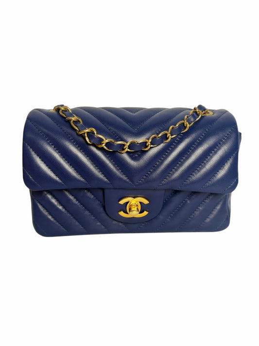 Chanel Mini Blue Chevron Classic Flap T7973
